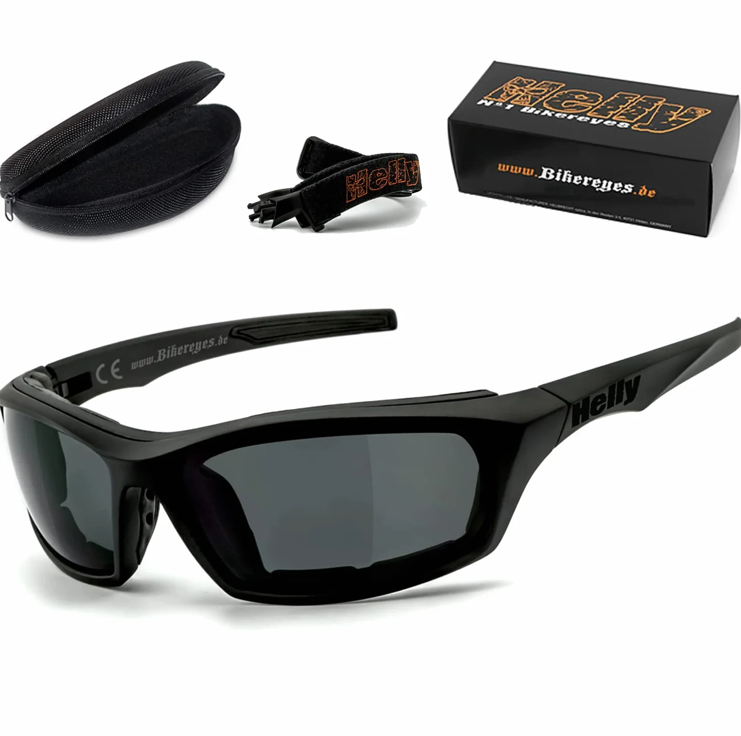 Helly® – No.1 Bikereyes® okulary motocyklowe, wielofunkcyjne okulary motocyklowe, odporne na zaparowanie, wiatroszczelne, hartowane szkło z tworzywa sztucznego zgodnie z normą DIN EN 166, zauszniki i