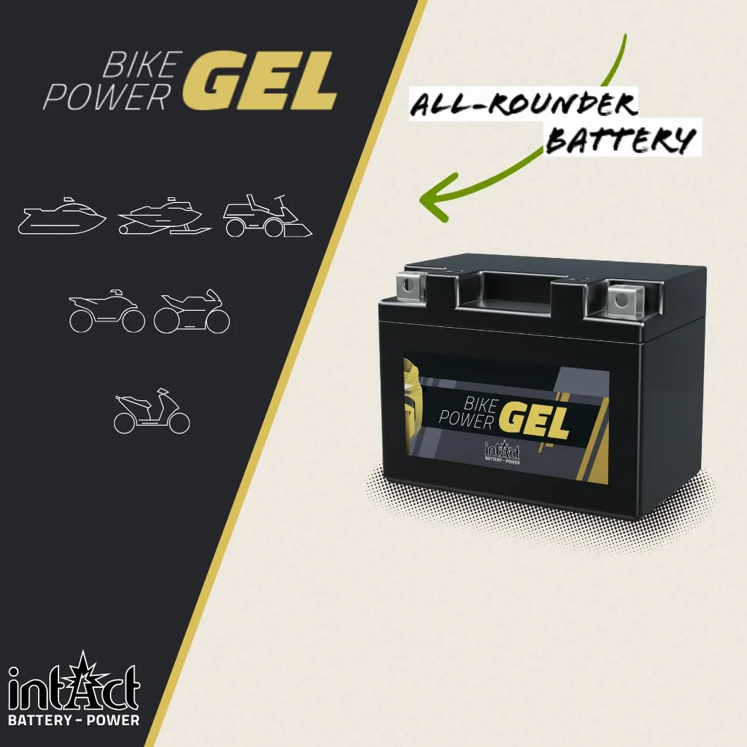 intAct Bike-Power GEL51913, 12V 21 Ah, 300 A (EN), wysokiej jakości akumulator motocyklowy GEL o 30% większej mocy rozruchowej, bezobsługowy akumulator GEL
