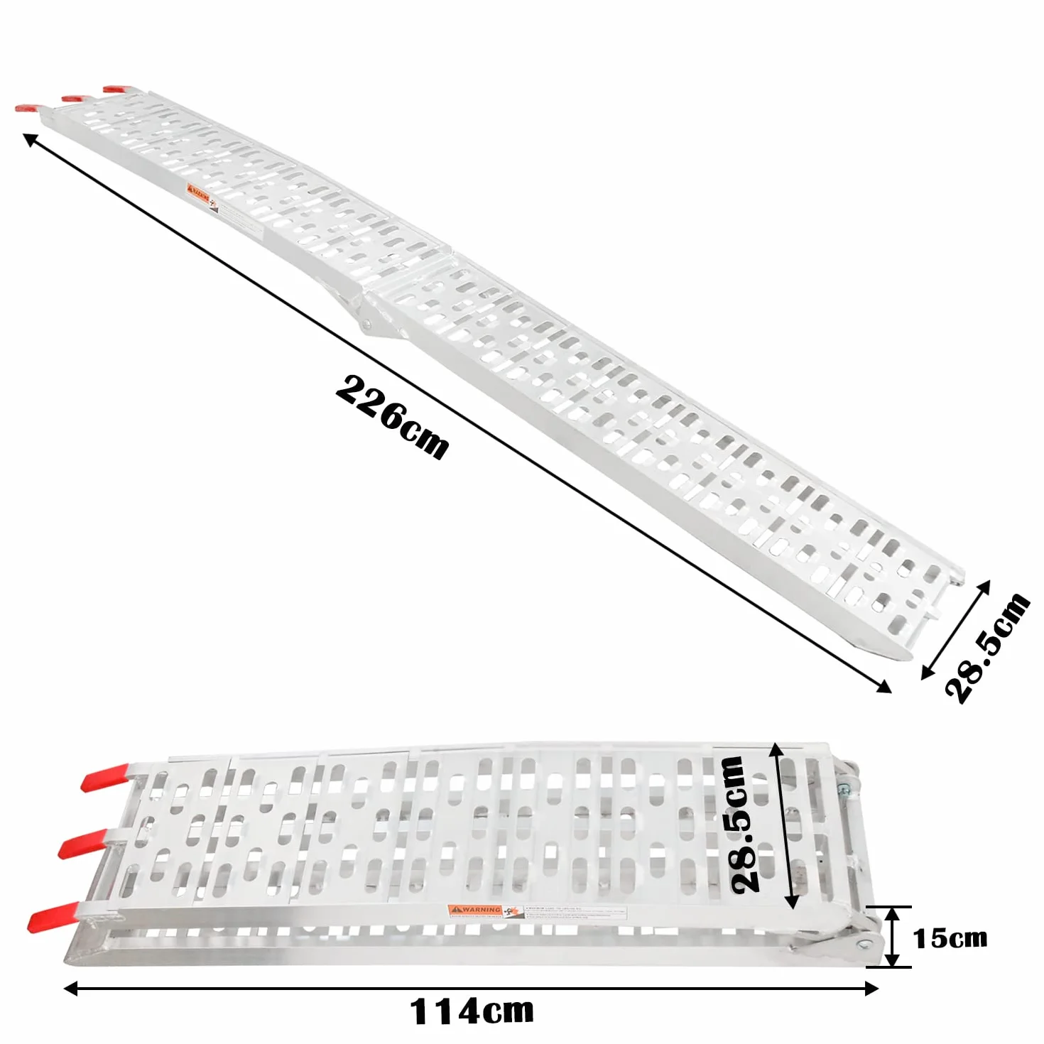 Ikodm 2 x aluminiowa rampa najazdowa, składana, aluminiowa, nośność do 680 kg, szyna załadunkowa, antypoślizgowa, składana, do motocykli, ATV, quadów, samochodów osobowych, srebrna