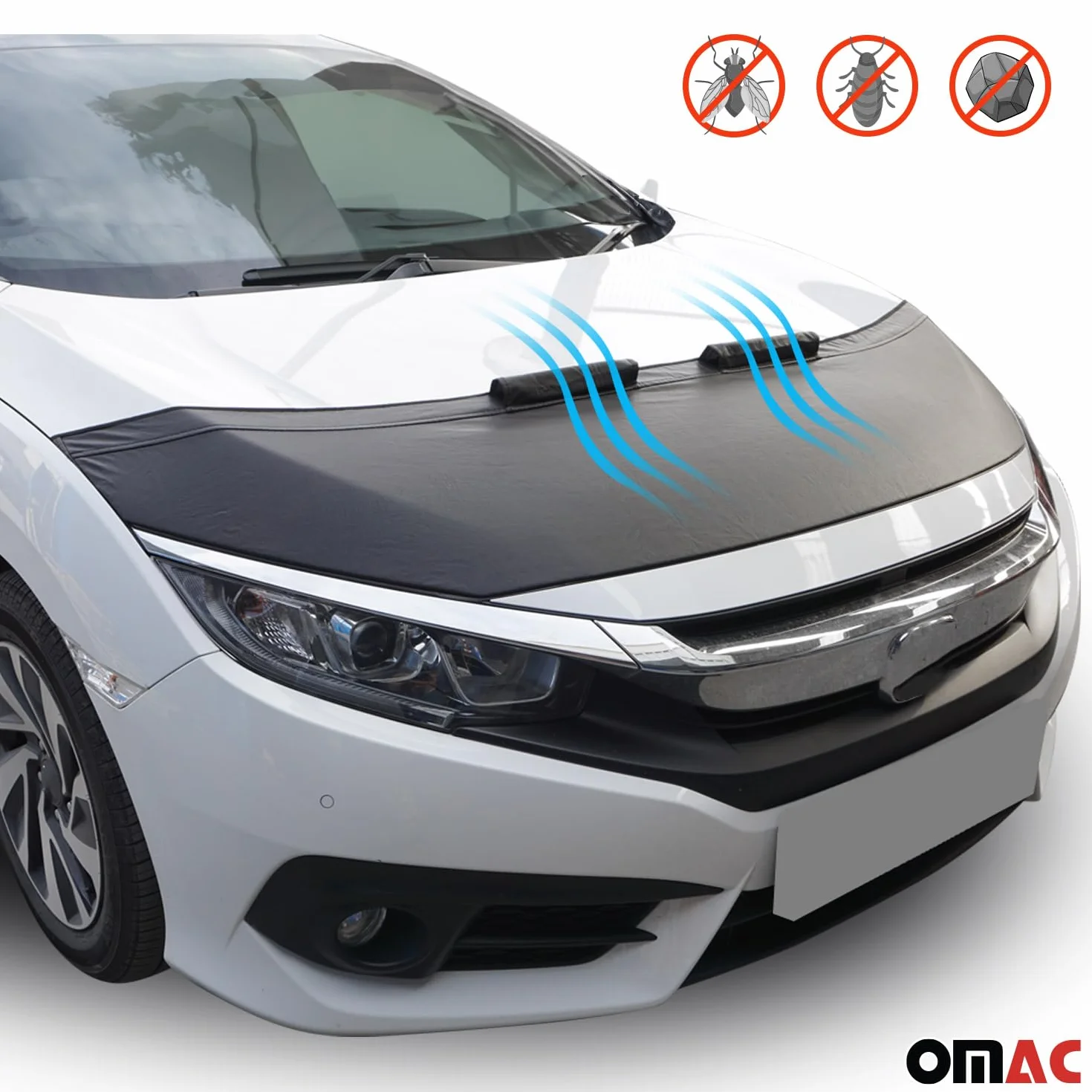 OMAC Haubenbra Steinschlagschutz Bonnet Bra kompatybilny z Citroen C3 2016-2024 Czarny Halb