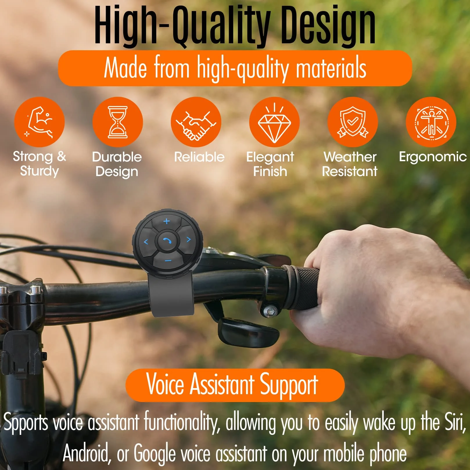 Pilot zdalnego sterowania Bluetooth do smartfonu na kierownicę samochodową, rower, motocykl, motocykl - z funkcjami połączeń, głośność, siri, aparat