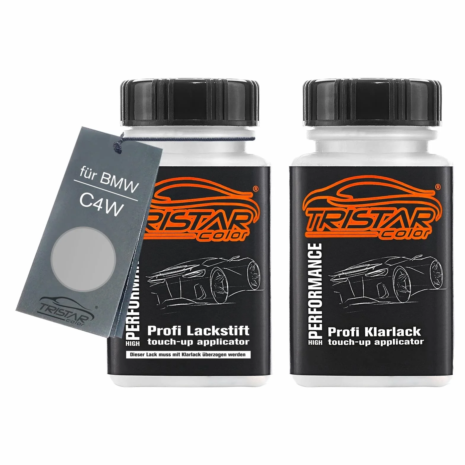 TRISTARcolor Zestaw lakieru w sztyfcie dla BMW C4W Skyscraper Grau Metallic podklad lakieru bezbarwny po 50 ml