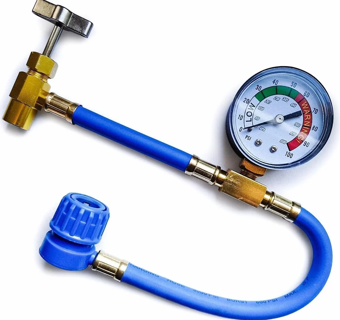 Zamiennik czynnika chłodniczego R134a do klimatyzacji samochodowej – 1 puszka 5w1, 290 g + przewód ciśnieniowy z manometrem