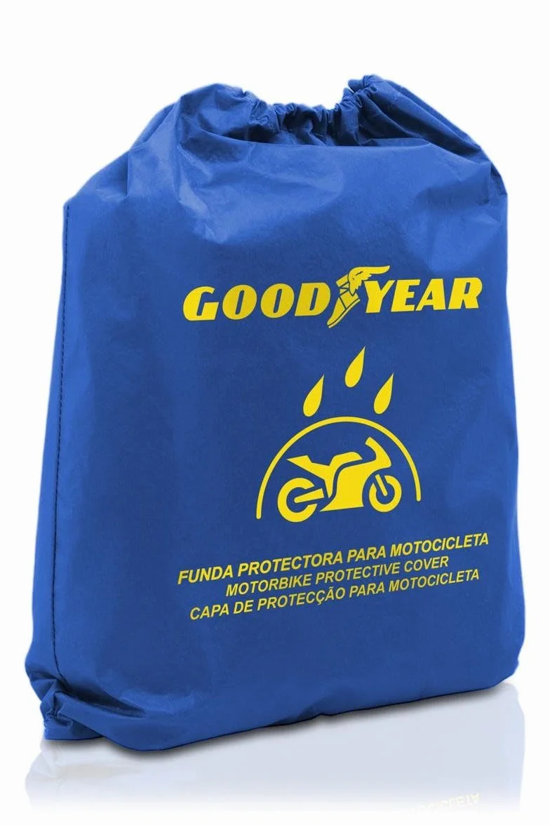 Goodyear Wytrzymały pokrowiec na motocykl Goodyear do przechowywania wewnątrz/na zewnątrz z otworem na kłódkę, rozmiar XL. Wymiary: 246 x 105 x 127 cm