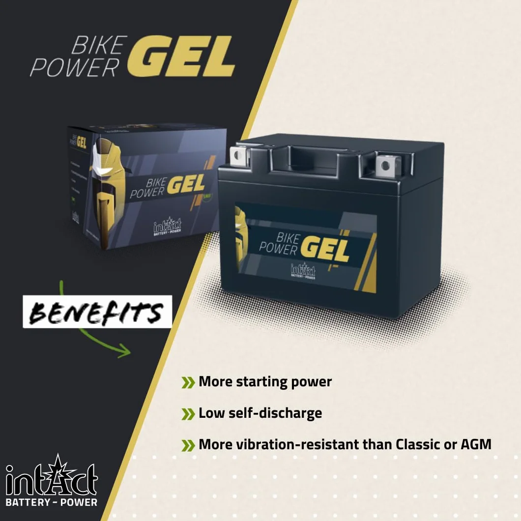 intAct Bike-Power GEL51913, 12V 21 Ah, 300 A (EN), wysokiej jakości akumulator motocyklowy GEL o 30% większej mocy rozruchowej, bezobsługowy akumulator GEL