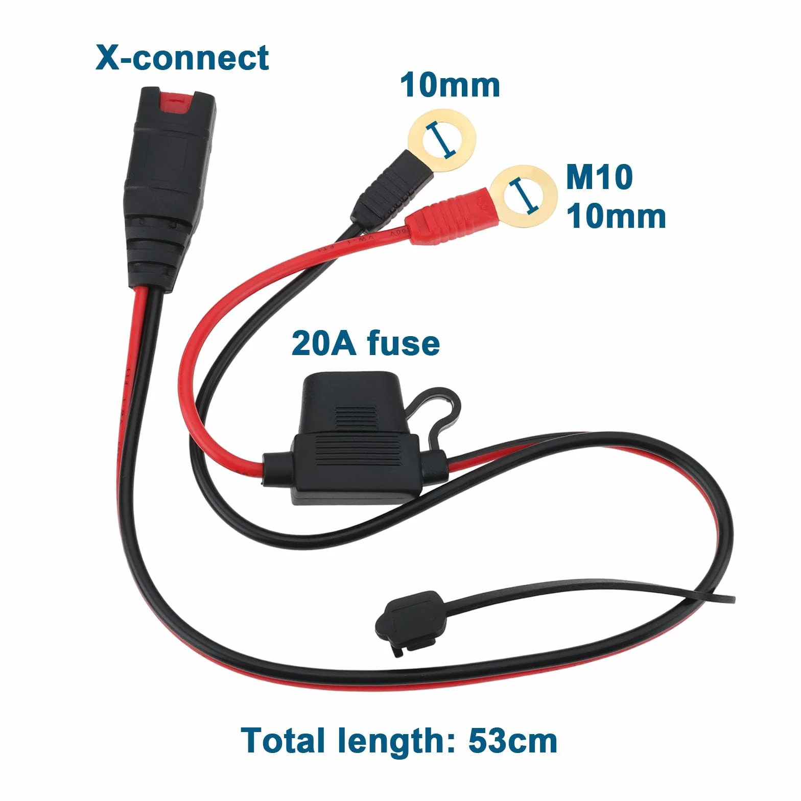 1 szt. GC008 do M10 oczkowe przewody zaciskowe wiązka przewodów inteligentnych ładowarek do akumulatorów kabel przedłużający do M10 (3/20.3 cm) rozmiar otworu kompatybilny z modelami G750