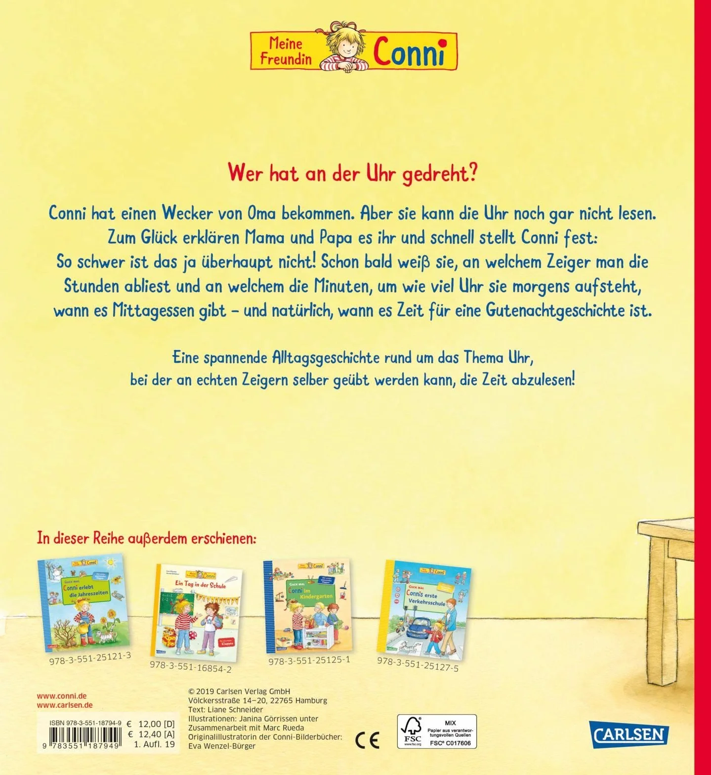 Conni-Bilderbücher: Conni lernt die Uhrzeit: Kinderbeschäftigung ab 5 Jahren