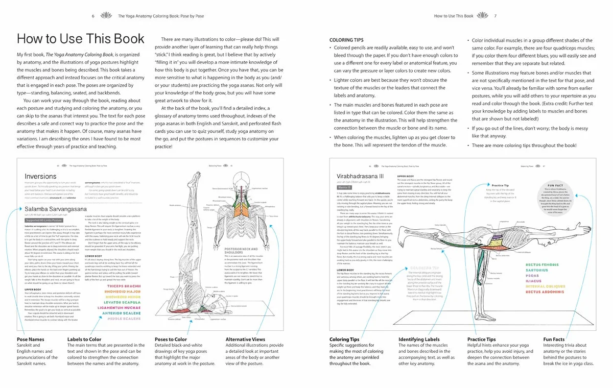 The Yoga Anatomy Coloring Book: Pose by Pose: Learn the Anatomy and Enhance Your Practice - An Educational Anatomy Coloring Book for Yoga Teachers, Medical Students, & Adults (Volume 2)