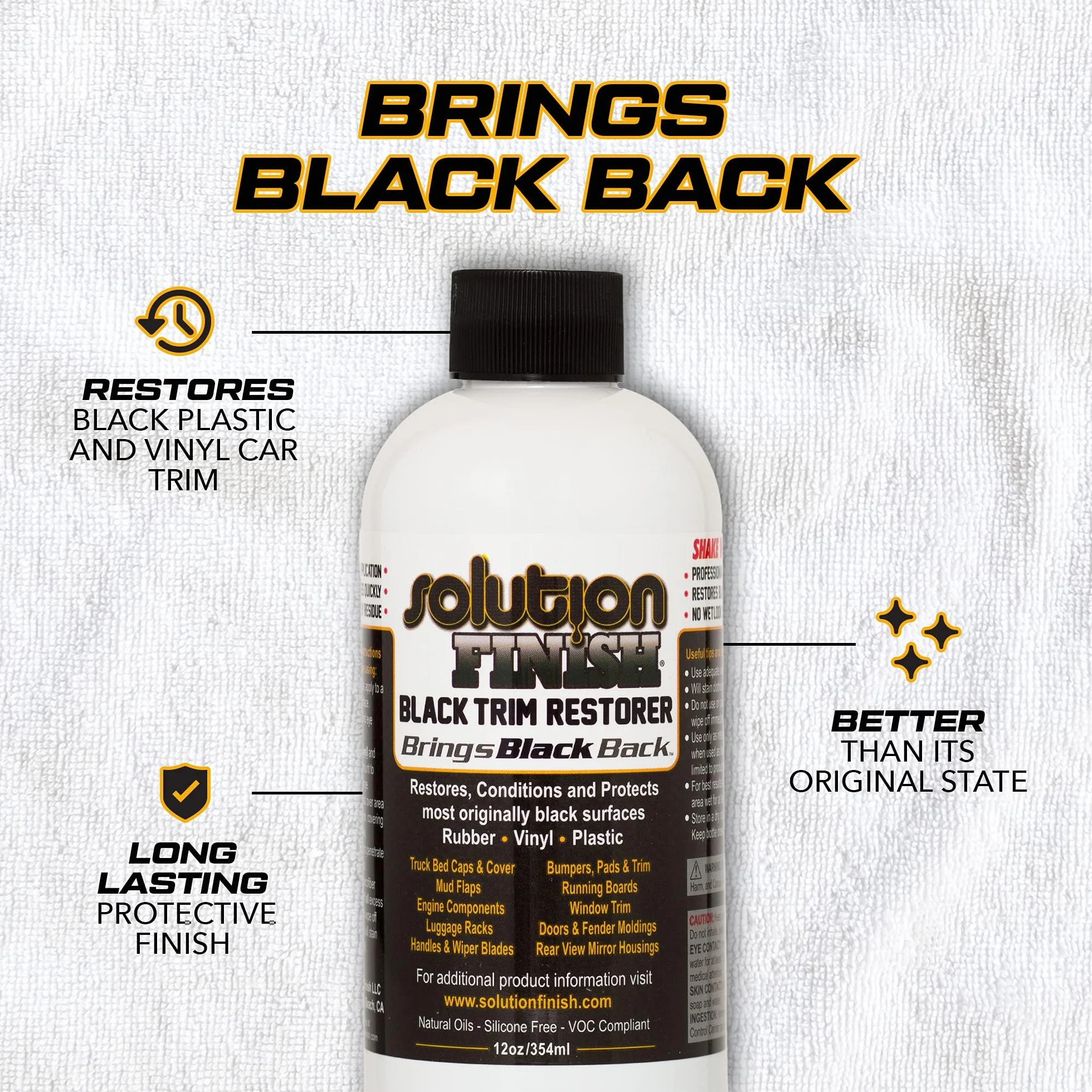Solution Finish Czarny plastik i winyl Restorer 350 ml przez Solution Finish