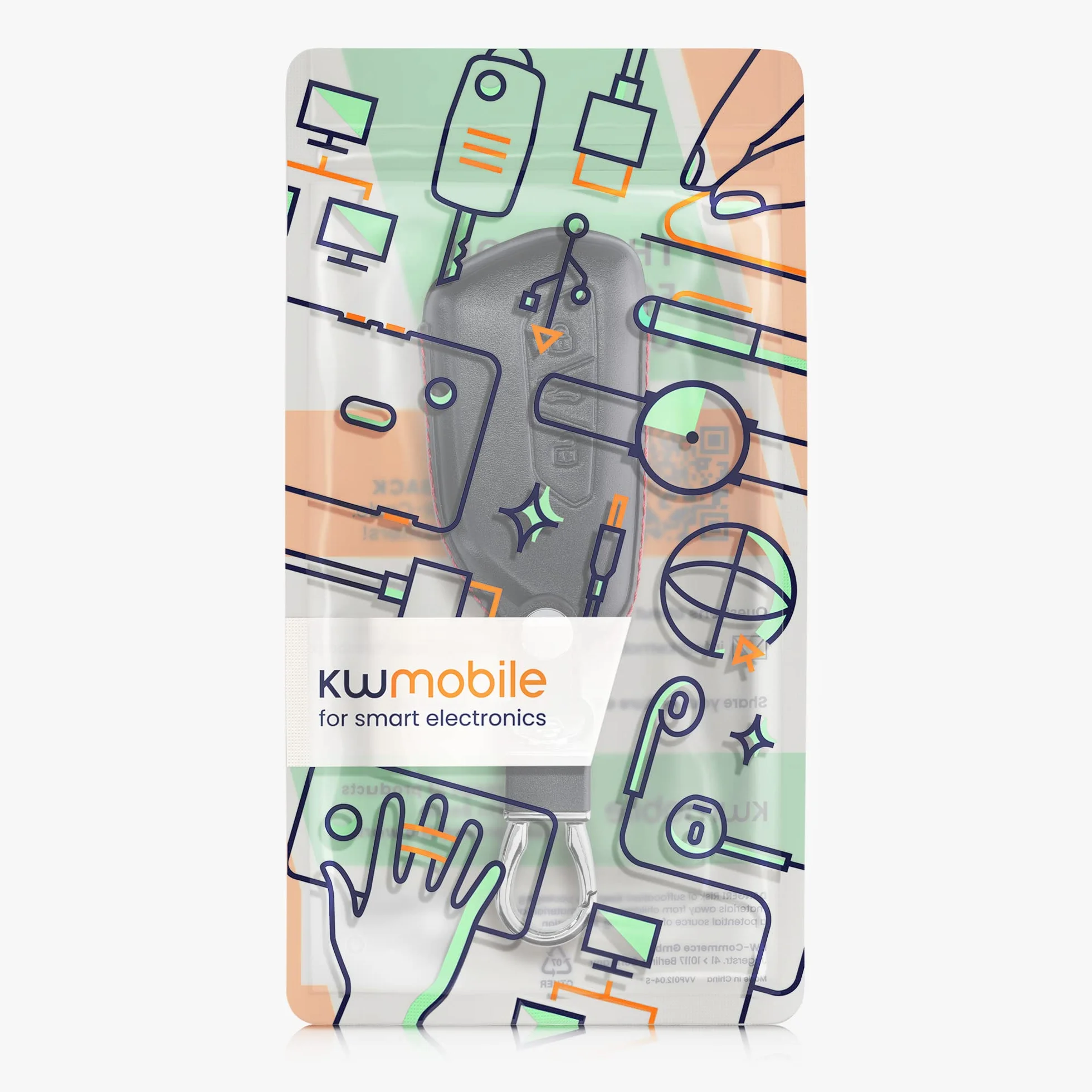 kwmobile Etui na kluczyki samochodowe kompatybilne z VW Golf 8, 3 przyciski, skórzane etui ochronne na klucze, czarno-czerwone
