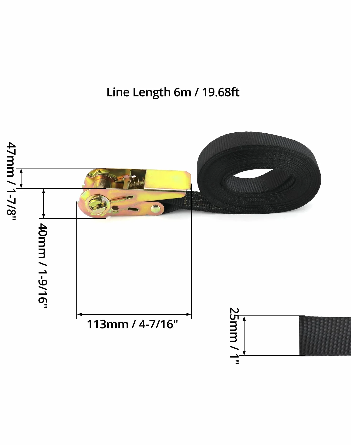QWORK 2 sztuki pasów z grzechotką, pasy z grzechotką, 6 mx 25 mm, do motocykla, samochodu, przyczepy, domu