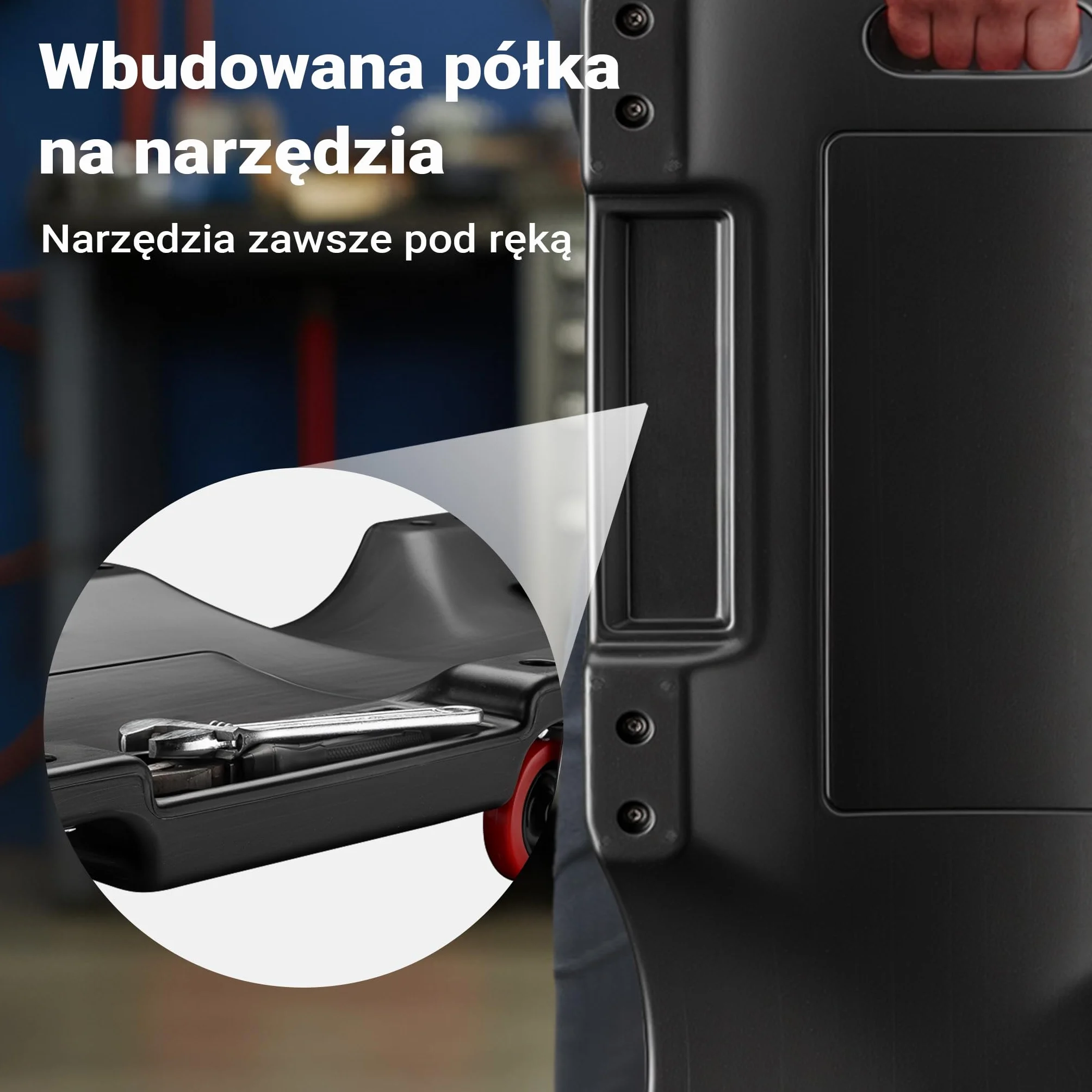 WilTec Plastikowa leżanka Wózek do leżenia Warsztat mechaniki Garaż 90x40x9cm max 90kg