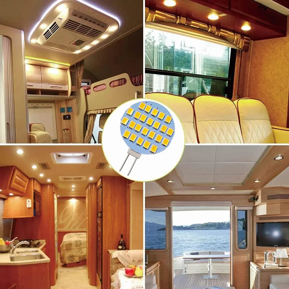 GRV Wymienna żarówka halogenowa 24-2835smd 24-2835smd SUPER jasne światło RV camping - samochód dolna szafka sufitowa DC12V ciepła biel opakowanie 10 szt