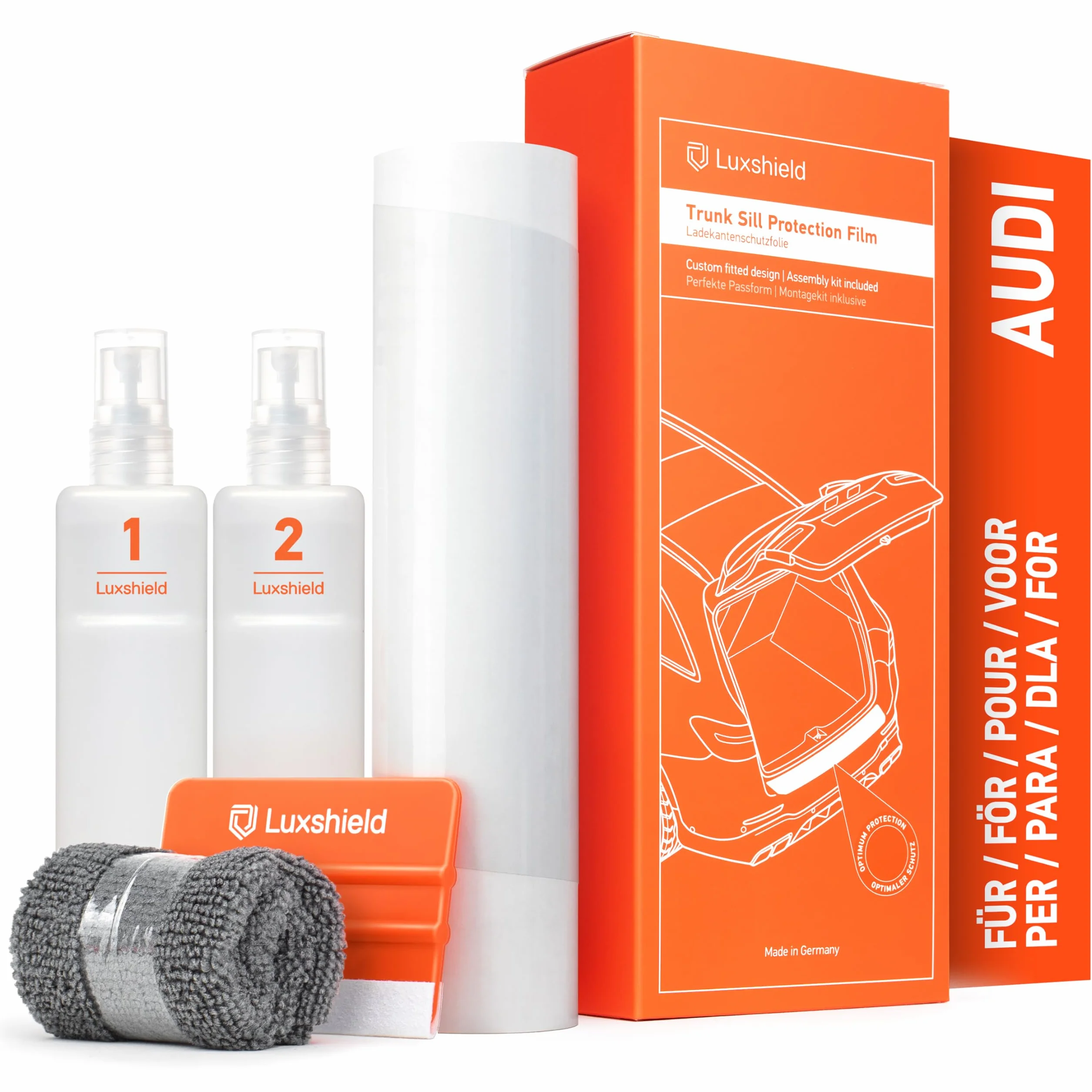 Luxshield folia ochronna na krawędź załadunkową kompatybilny z Audi Q6 SUV e-tron GF I 2024-2026 - ochrona przed zarysowaniami, folia ochronna na lakier - przezroczysty błyszczący