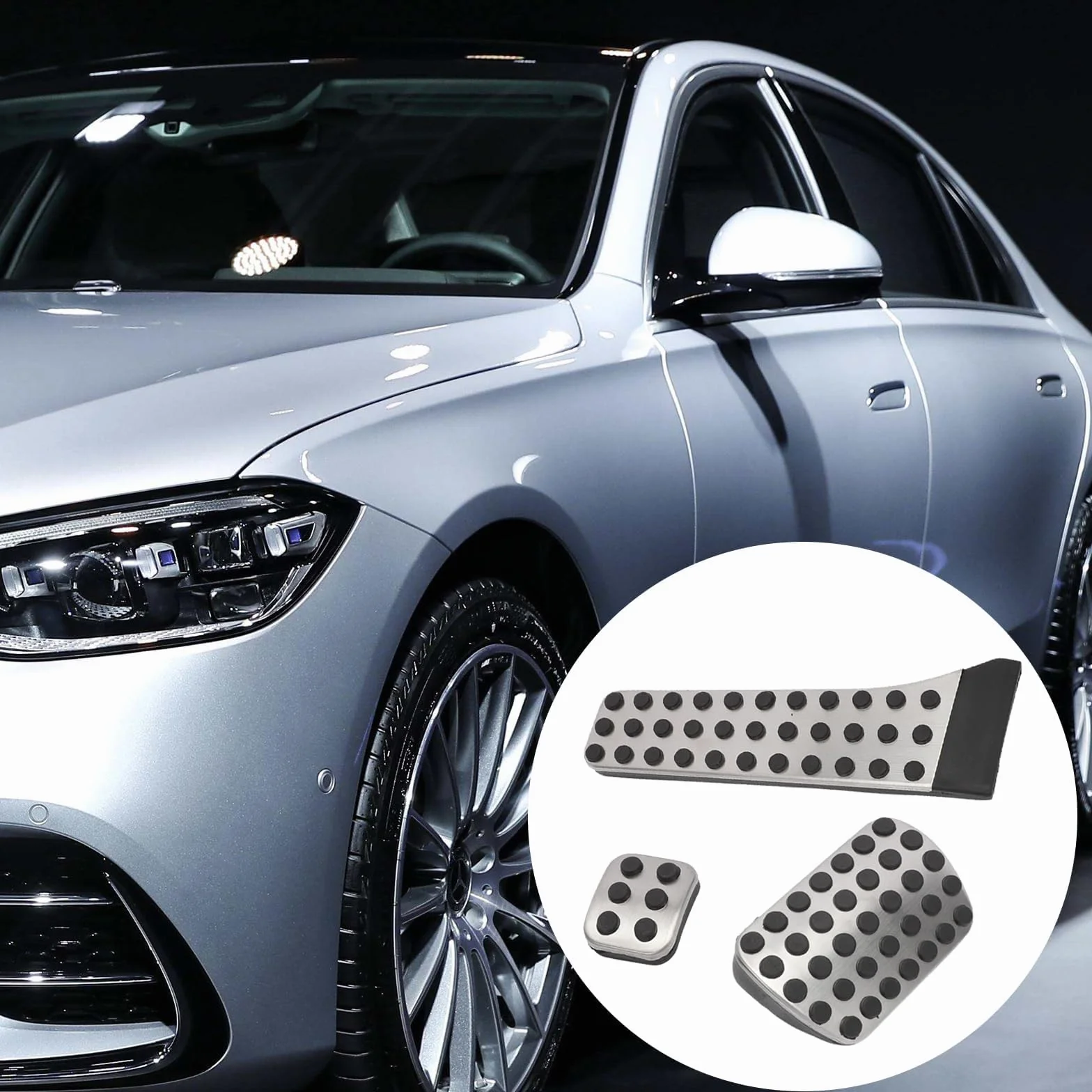 Pedały samochodowe osłona do C E S GLK SLK CLS Klasa W204 W212 W222 X204 R172 W218 R231 srebrny czarny