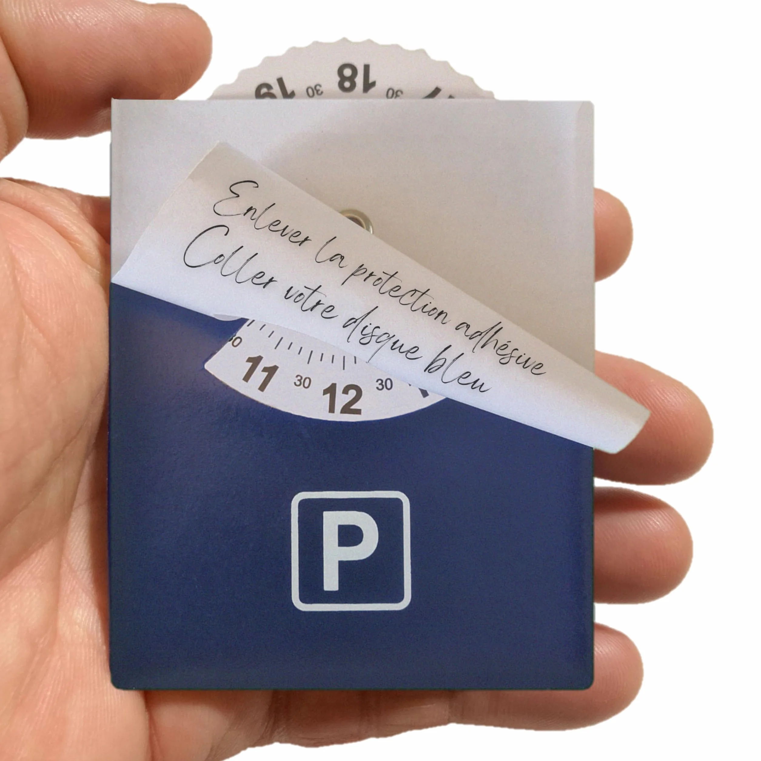 Samoprzylepna tarcza parkingowa do strefy niebieskiej | Tarcza czasowa | Materiał chroniący przed promieniowaniem UV | Wymiary 8,5 x 7 cm | Francuska marka