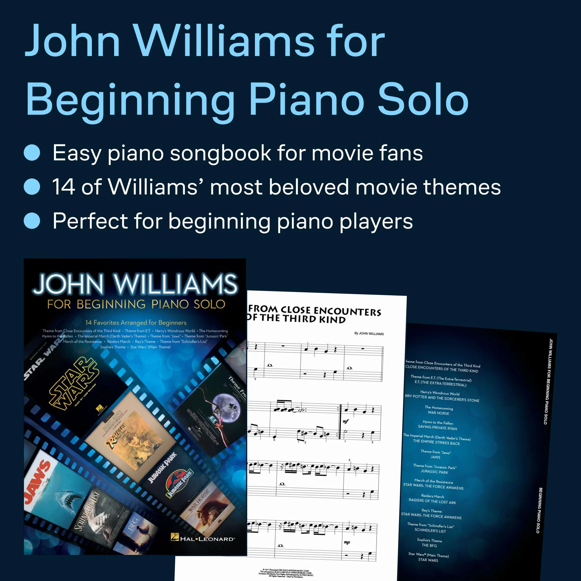 John Williams for Beginning Piano Solo - John Williams Book with Simplified Sheet Music for Piano