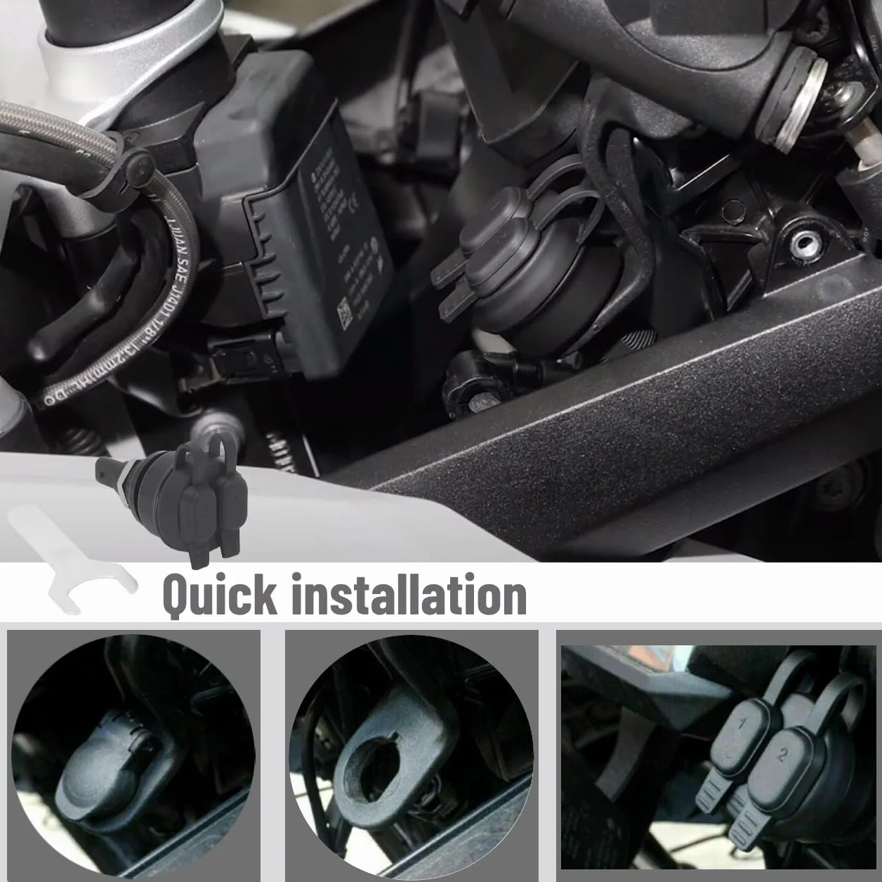 5V Adapter Ładowarki Motocyklowej USB Dwuportowy dla BMW R1200GS, R1250GS, R1250RT, R1200RT, R NineT, K1600GT, K1600GTL, K1300S, K1300GT, G310GS, F900R, F900XR, F850GS, F750, F650