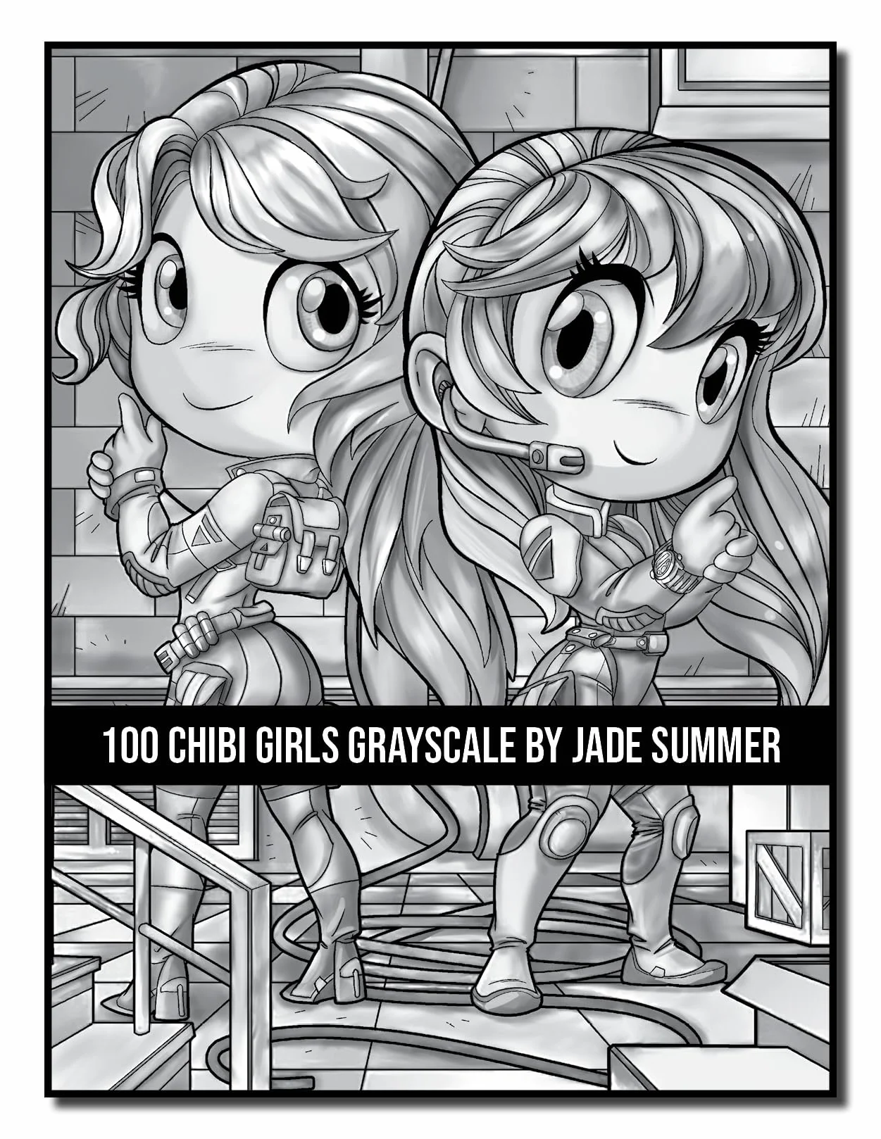 100 Chibi Girls Grayscale: An Adult Coloring Book Collection with Cute Girls, Fantasy, Horror, Christmas, and More!
