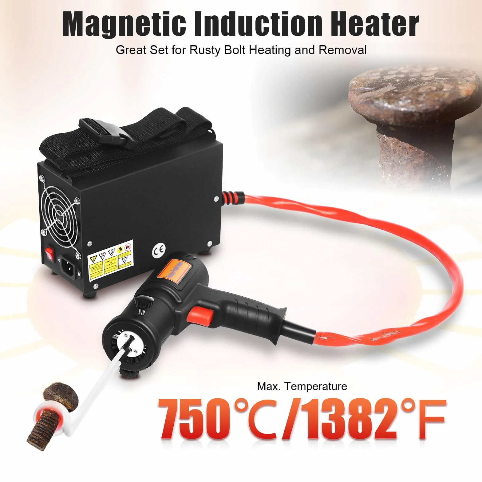 Nagrzewnica indukcyjna do samochodu, 1,5 kW, magnetyczny zestaw grzewczy z 4 cewkami grzewczymi, urządzenie indukcyjne do usuwania śrub i nakrętek, 30-60 kHz do indukcji samochodu, grzejnik indukcyjny
