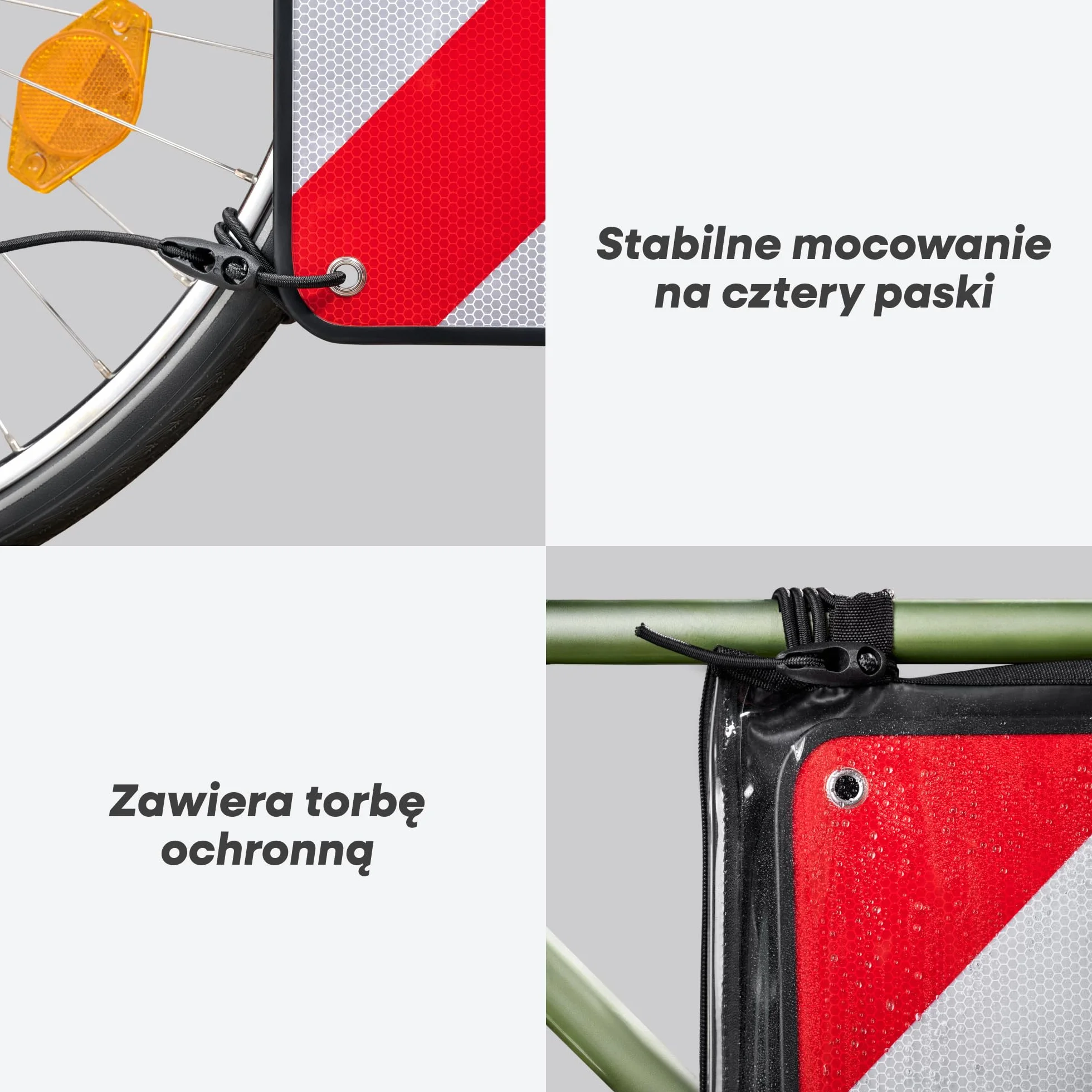 Prowiste Tablica ostrzegawcza na bagażnik rowerowy 50×50 cm Aluminium ECE R70