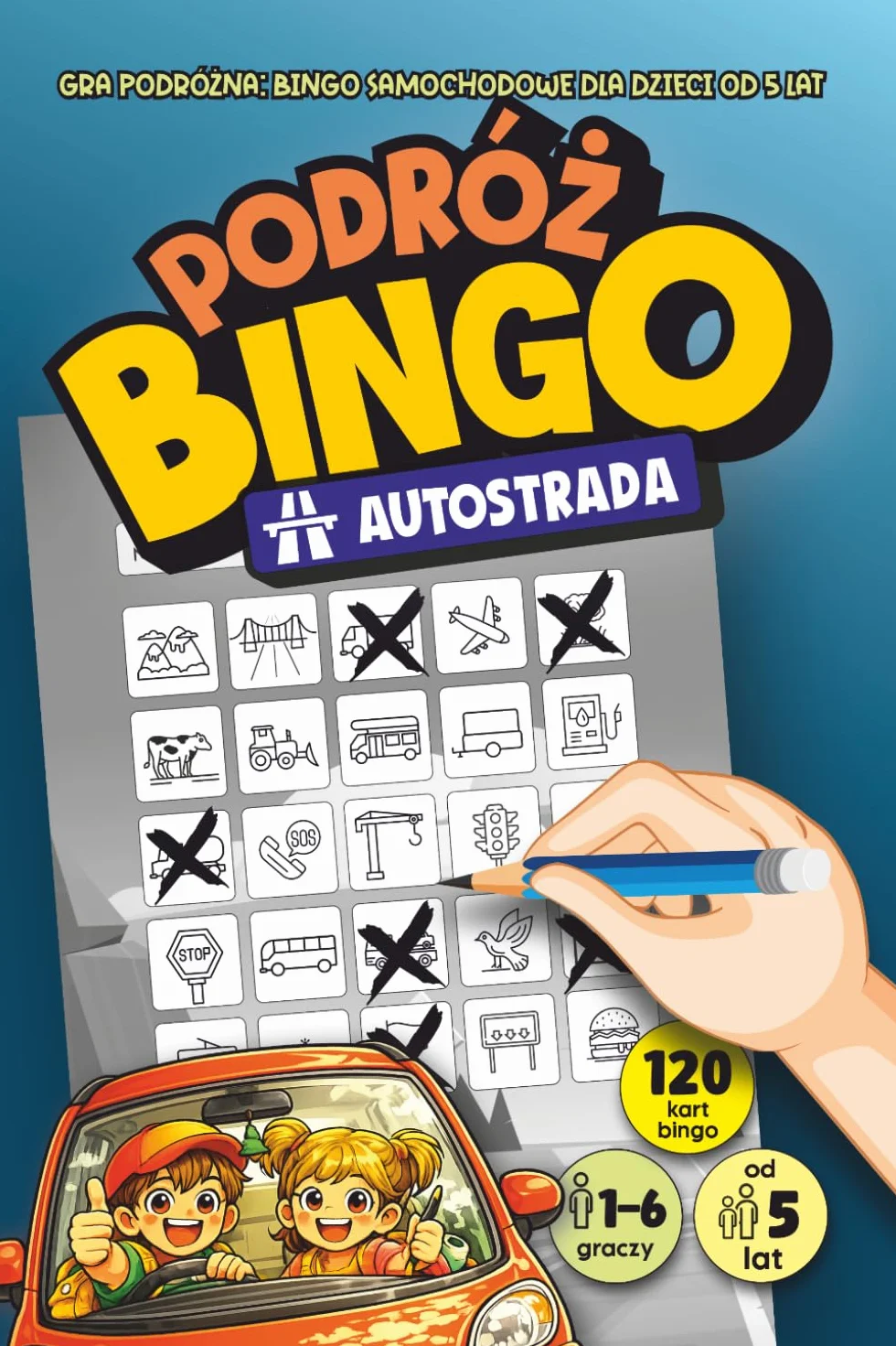 PODRÓŻ BINGO "Autostrada": Auto Bingo bez ekranów dla dzieci od 5 lat | 120 kart | 1–6 graczy | zabawa w samochodzie na długie trasy, wakacje i roadtrip