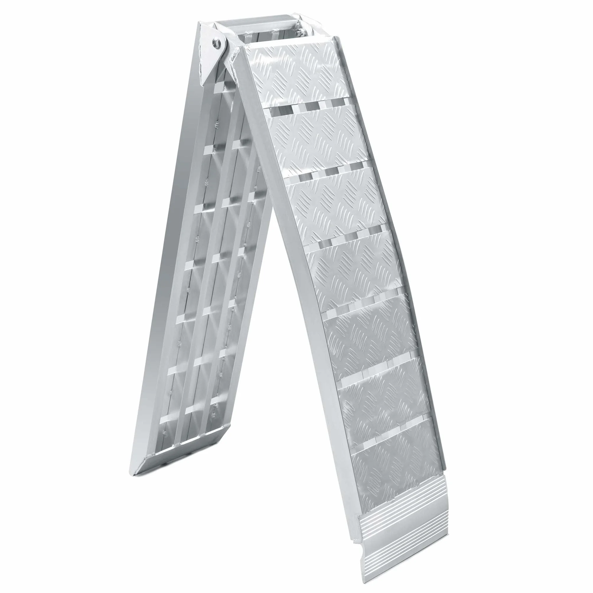 Wiltec Zestaw składany najazd aluminiowy 2 szt. o długości 228 cm i łączny udźwig 1360 kg, lekka i łatwa do przechowywania, do załadowania quadów i motocykli