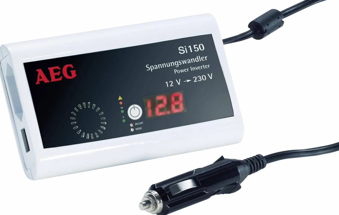 AEG 97110 Pocket przetwornica napięcia Si 150 z wyświetlaczem LED, 150 W, nadaje się do ładowania akumulatora elektrycznego