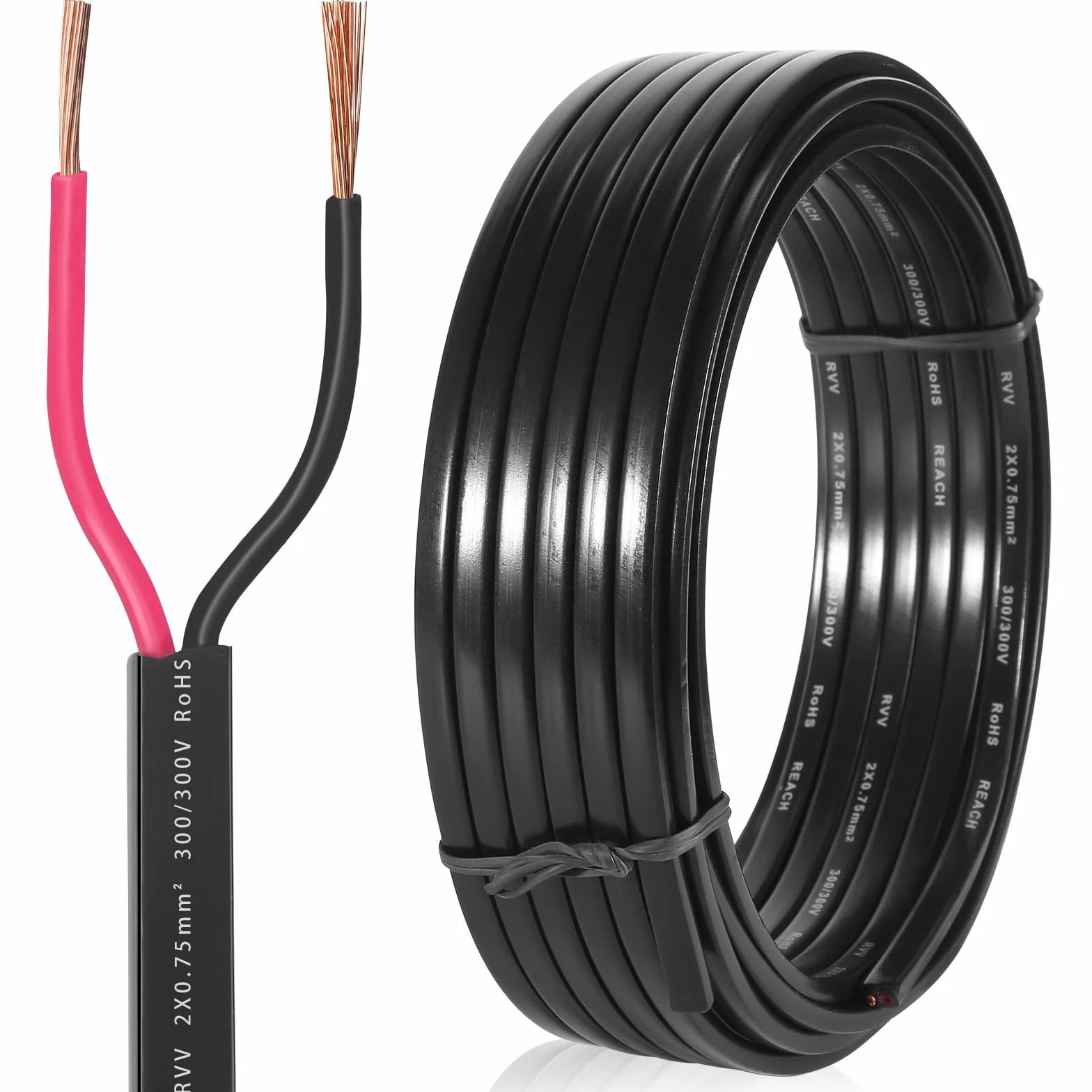 Przewód samochodowy 2-żyłowy 2×0,75 mm² 10M płaski kabel do oświetlenia przyczep