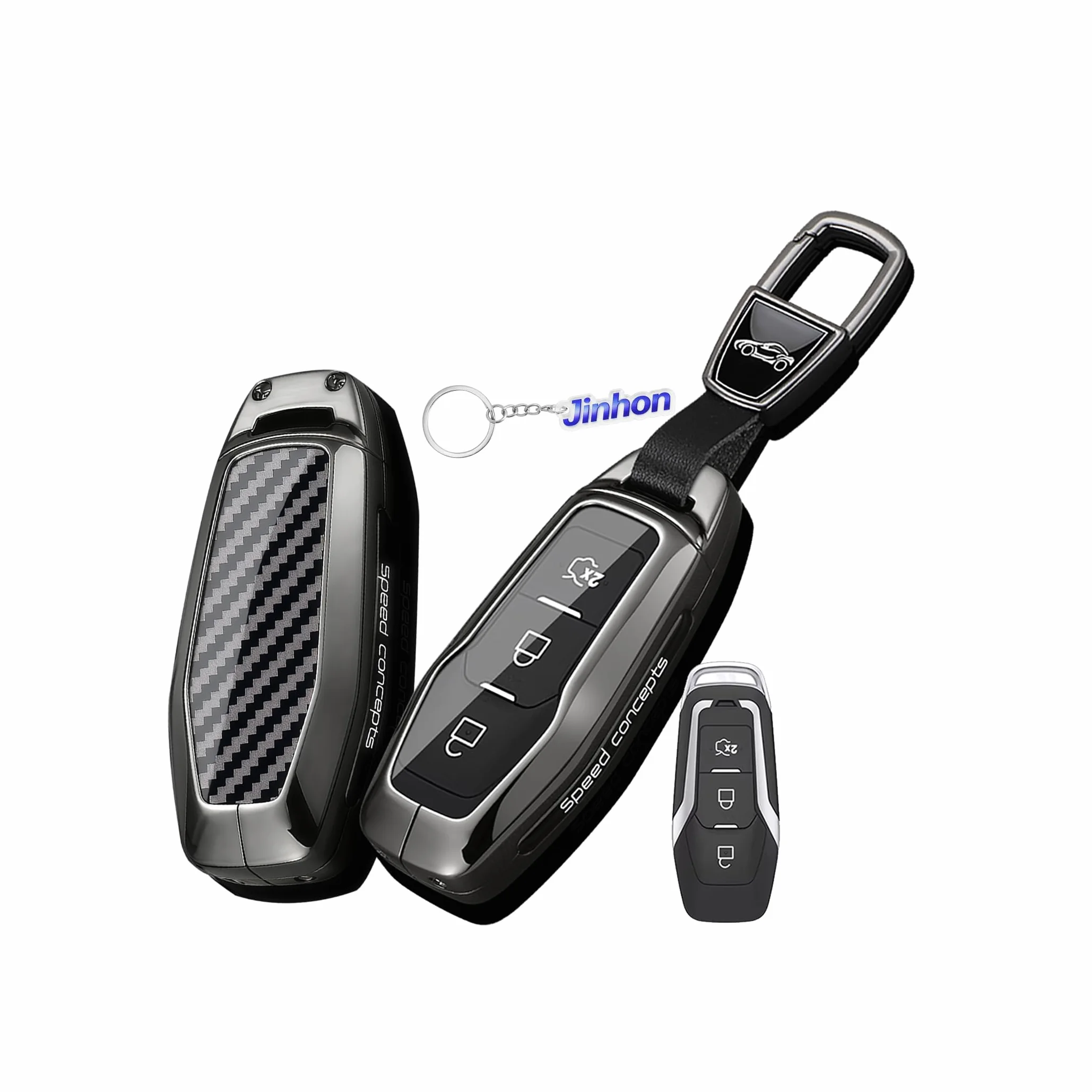 Etui ochronne na kluczyki Ford S-Max 2016 Mondeo MK5 Edge Mustang Galaxy metalowe włókno 3 przyciski