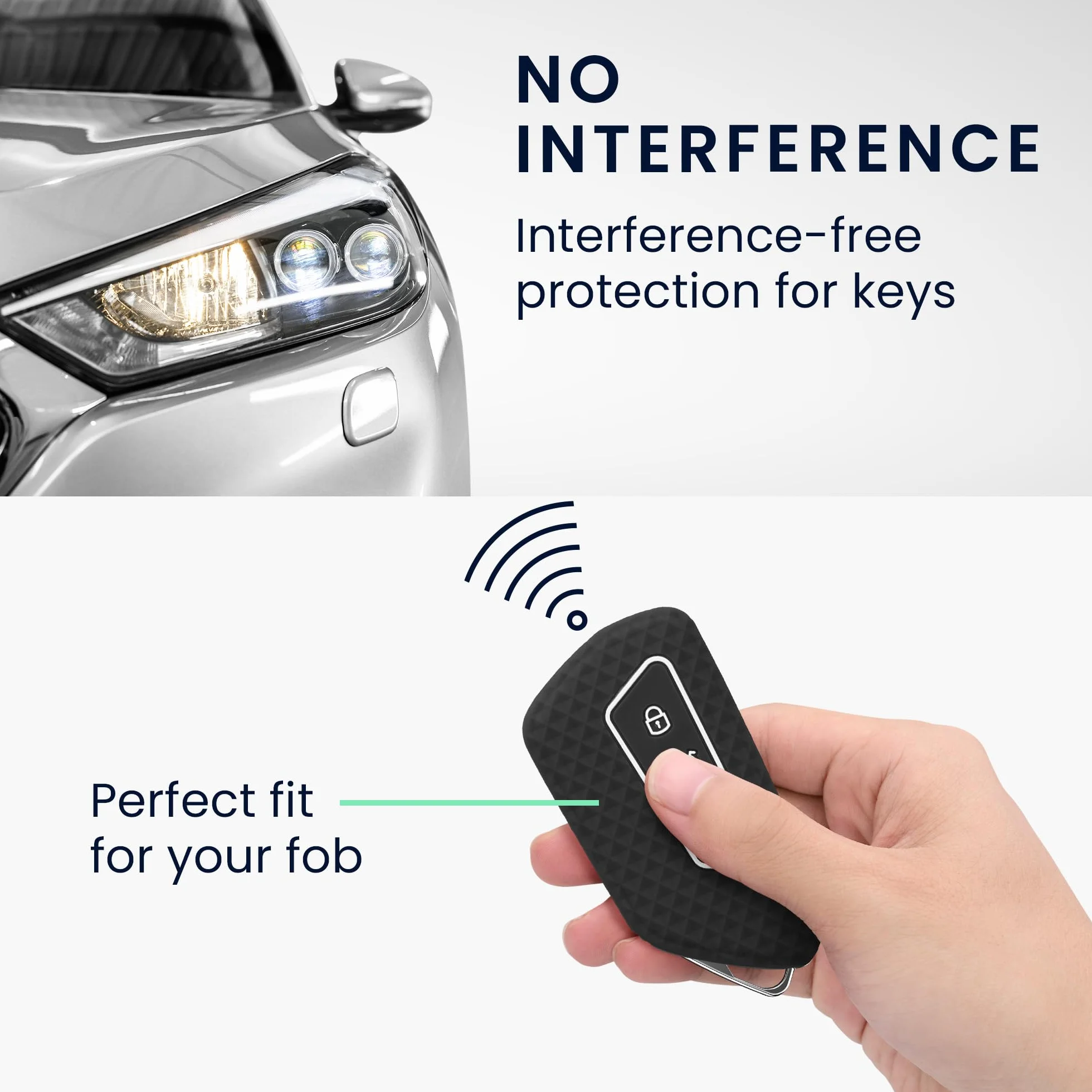 kwmobile Pokrowiec na klucze kompatybilny z VW Golf 8 3-przyciskowy kluczyk samochodowy - miękki silikonowy pokrowiec ochronny na kluczyki samochodowe, czarny matowy
