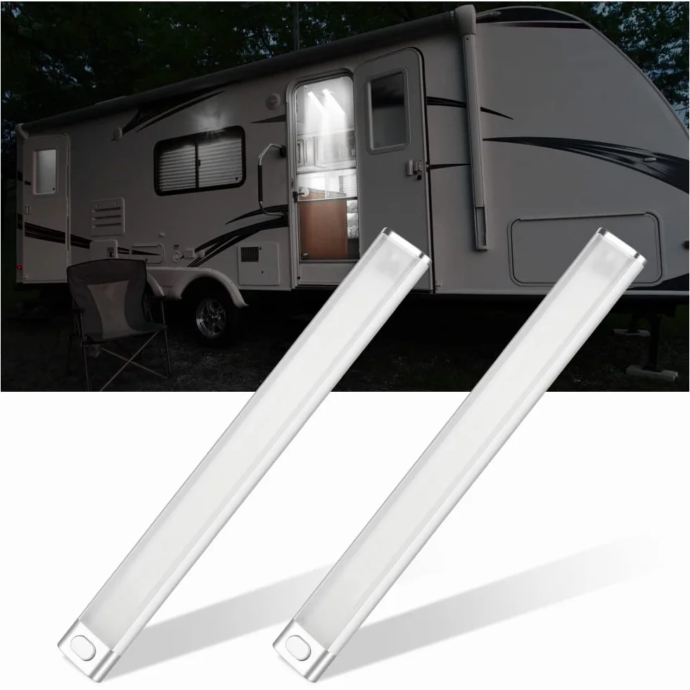 URAQT Uniwersalna Listwa Świetlna LED 120 LED, 30 cm, 12-85 V, Z Przełącznikiem i Przedłużaczem, Do Samochodu, Kampera, Furgonetki, Autobusu (2 szt.)