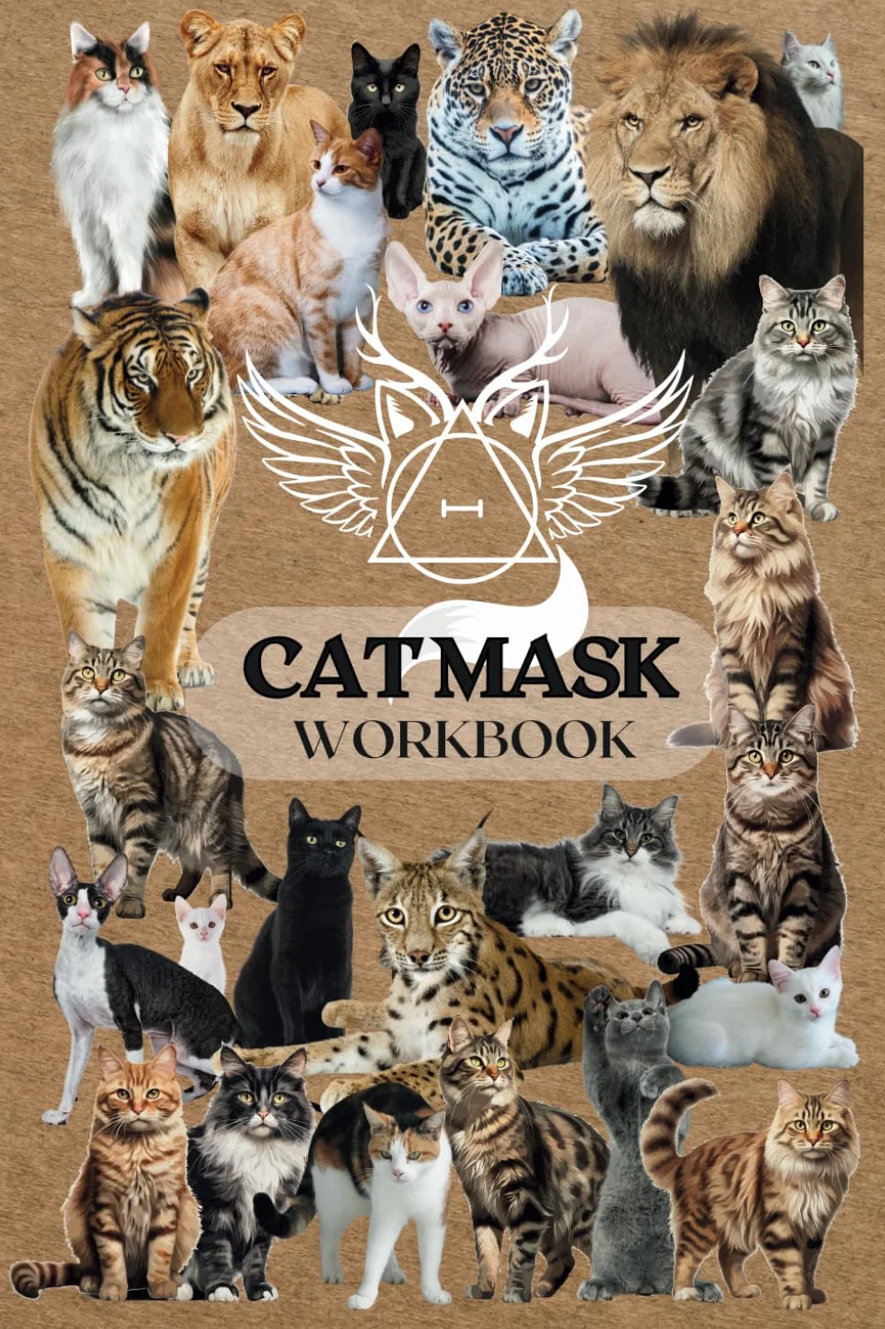 Alterhuman - Cat Mask Workbook designed for Therian | Templates for Cat Mask Making | Project Planner | Blank Mask Outlines for Design, Colouring or ... | Cute Collage | Therian Community Symbol