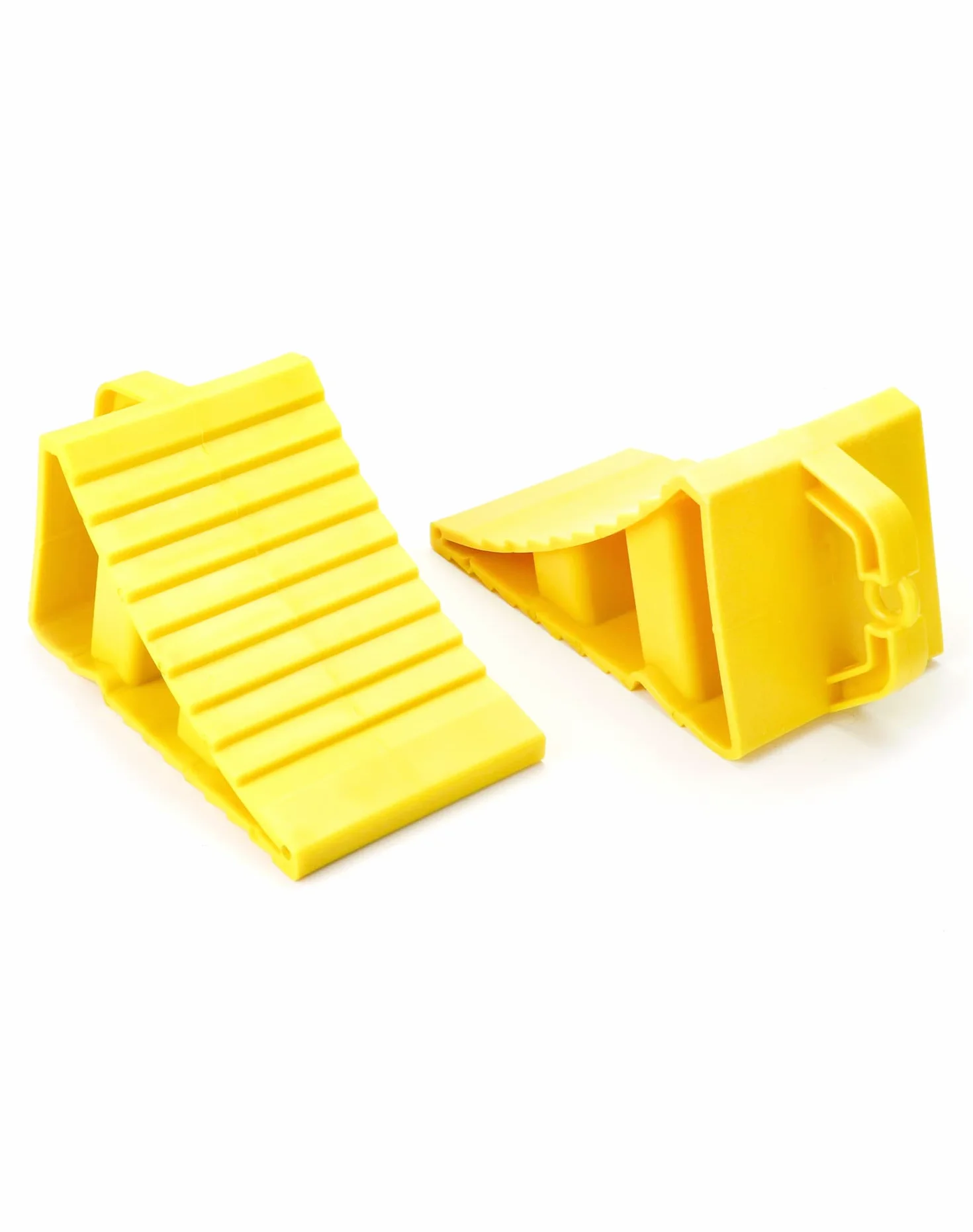 QWORK® 2 szt kliny pod koła, kliny hamulcowe do przyczep, kliny do przyczep, odpowiednie do przyczep kempingowych, żółte