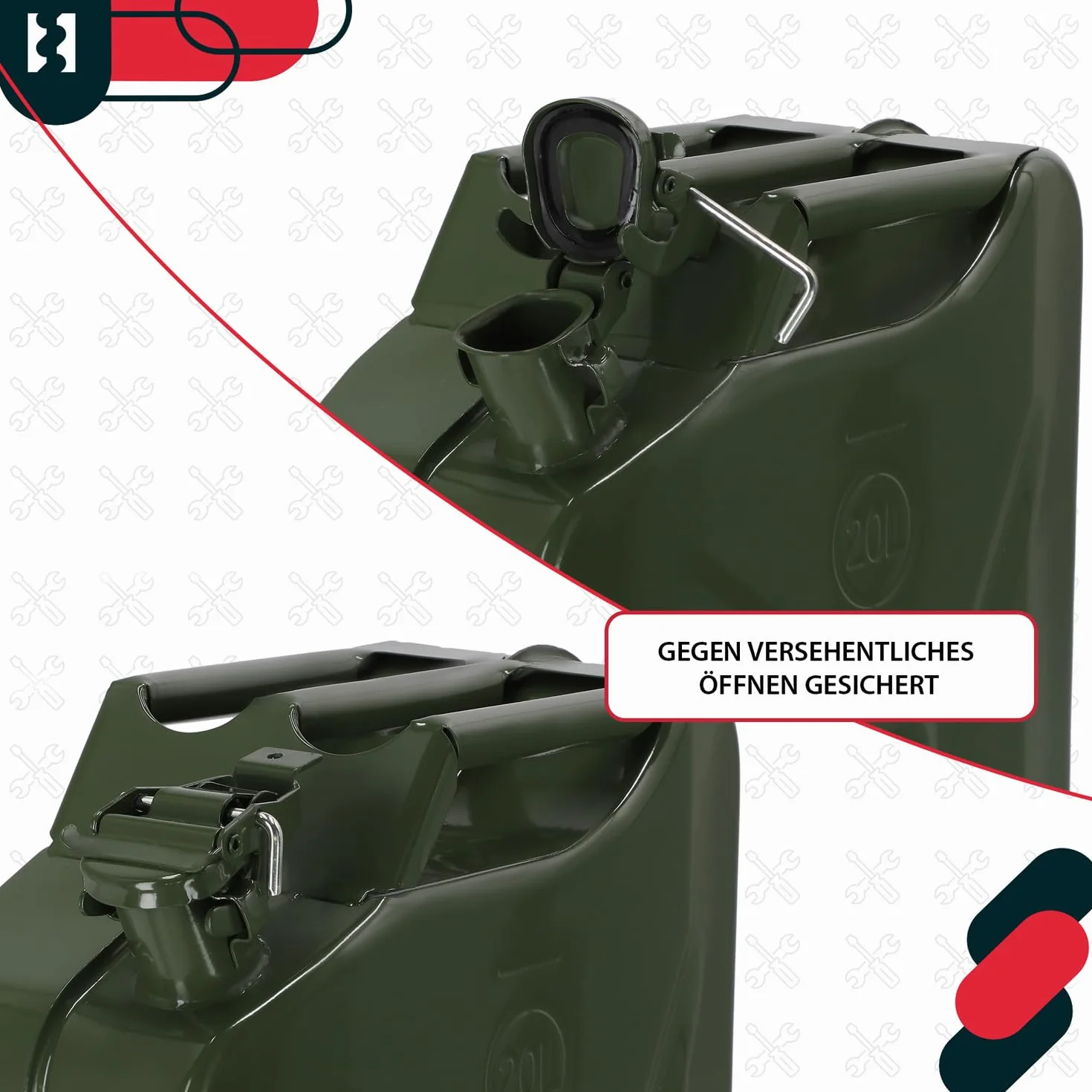 KOTARBAU® Metalowy kanister na benzynę 20 l do przechowywania paliwa i cieczy