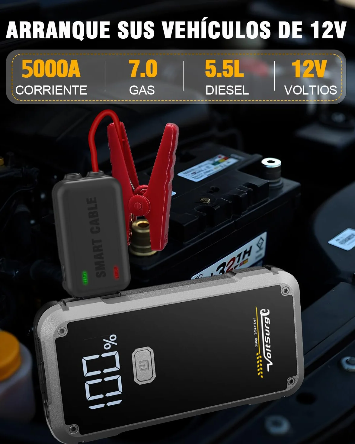 Starthilfe Powerbank, VoltSurge 4000A Spitzenstrom, VoltSurge pomoc przy starcie samochodu - Avviatore di emergenza, akumulator samochodowy 2000 A, rozrusznik