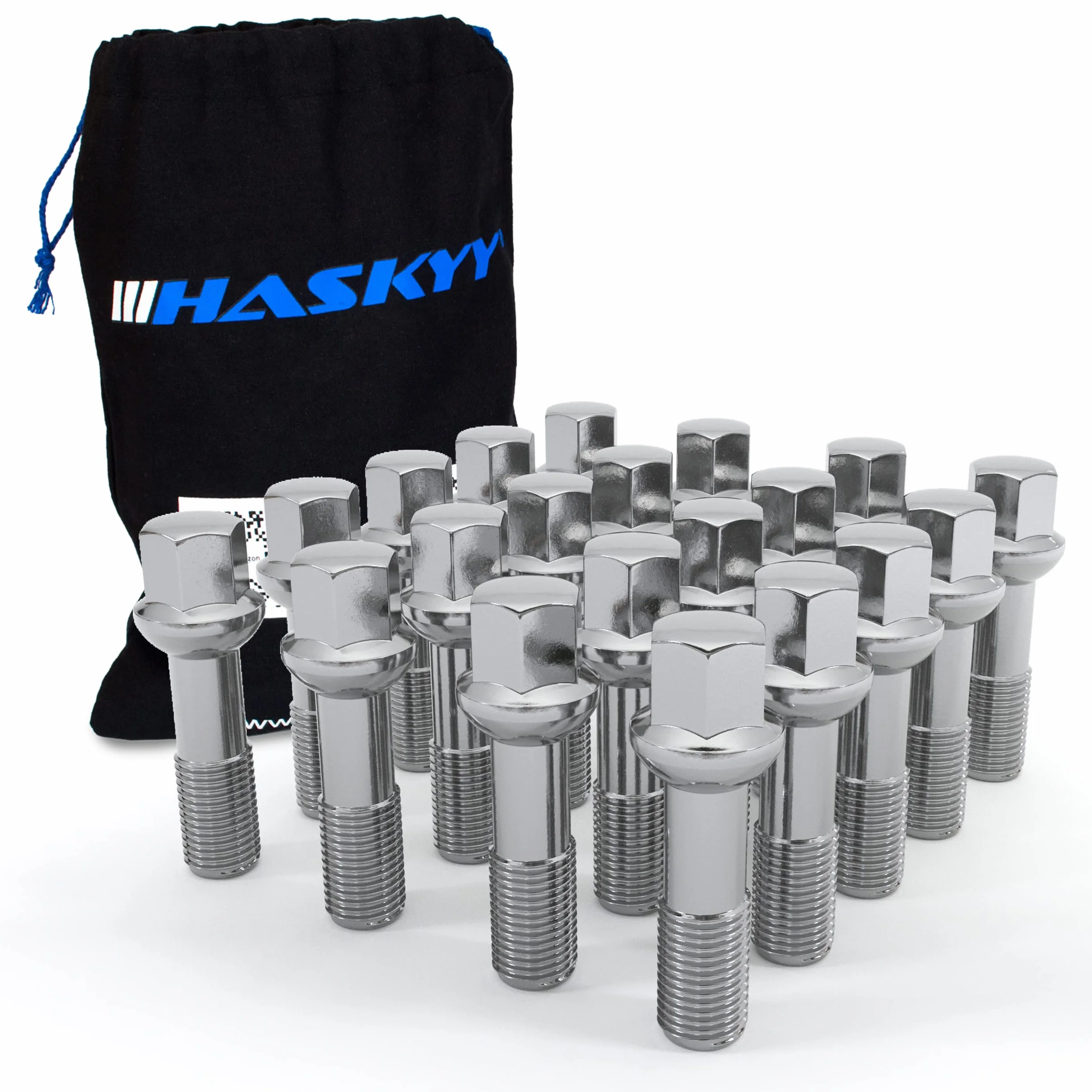 HASKYY Śruby do kół M14 x 1,5 x 45 mm Chrom Bolce Kółka R14 Zestaw
