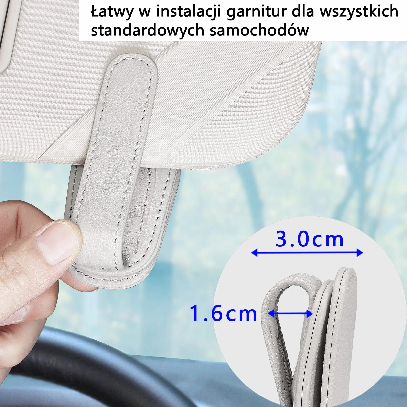 Uchwyt na okulary do samochodu skórzany klips na okulary przeciwsłoneczne 2 paczki