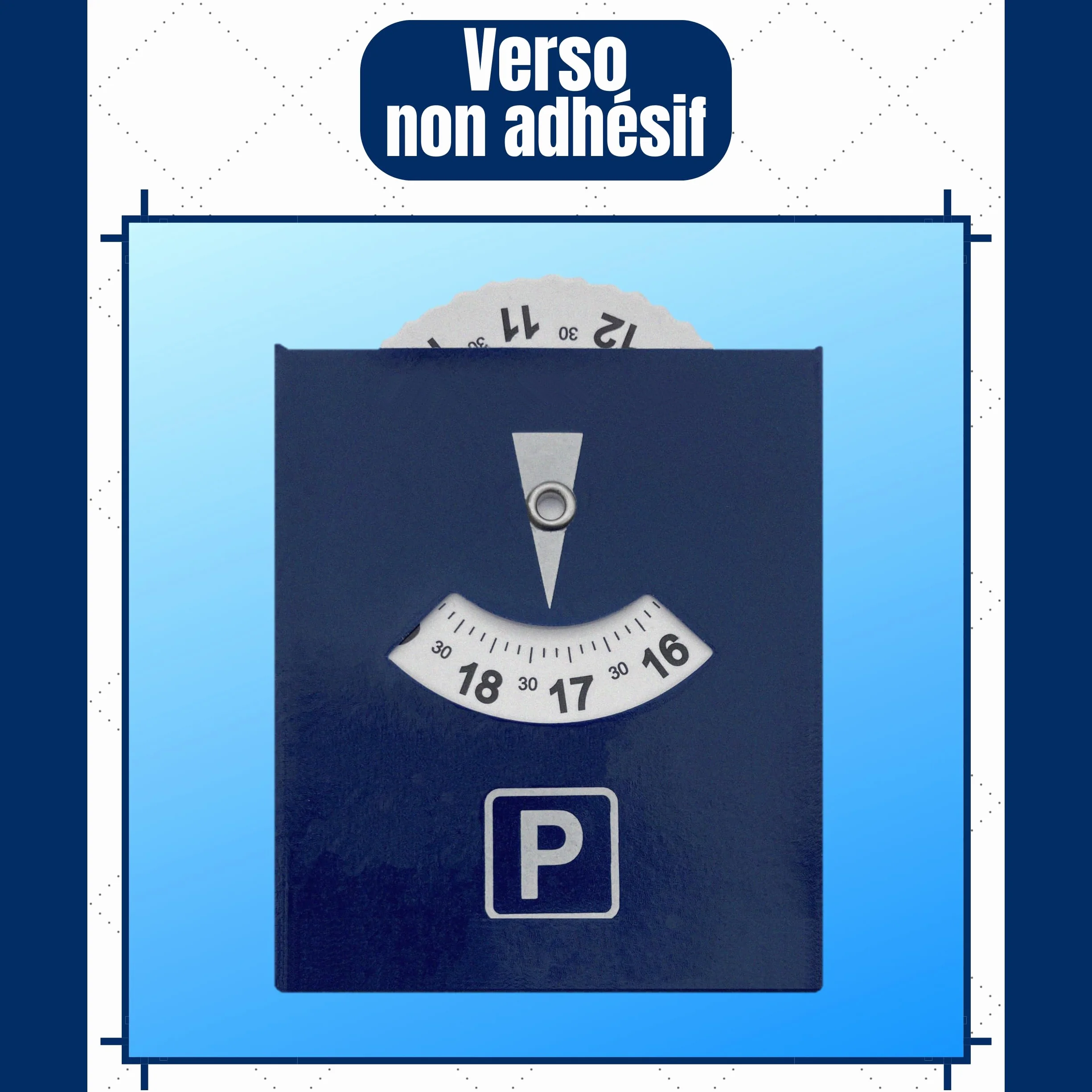 Samoprzylepna tarcza parkingowa do strefy niebieskiej | Tarcza czasowa | Materiał chroniący przed promieniowaniem UV | Wymiary 8,5 x 7 cm | Francuska marka