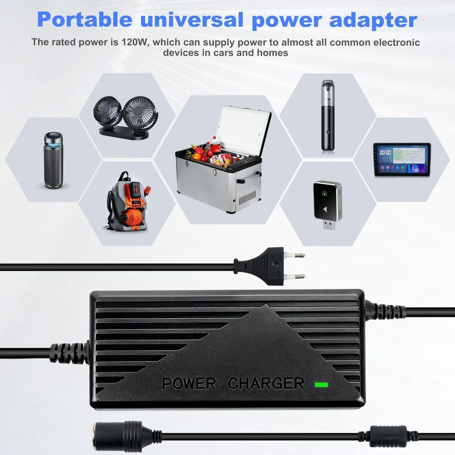 Przetwornica napięcia 220 V na 12 V adapter, 180 W, 15 A, przetwornica 12 V na 230 V, adapter sieciowy do odkurzaczy samochodowych, kompresorów, lodówki