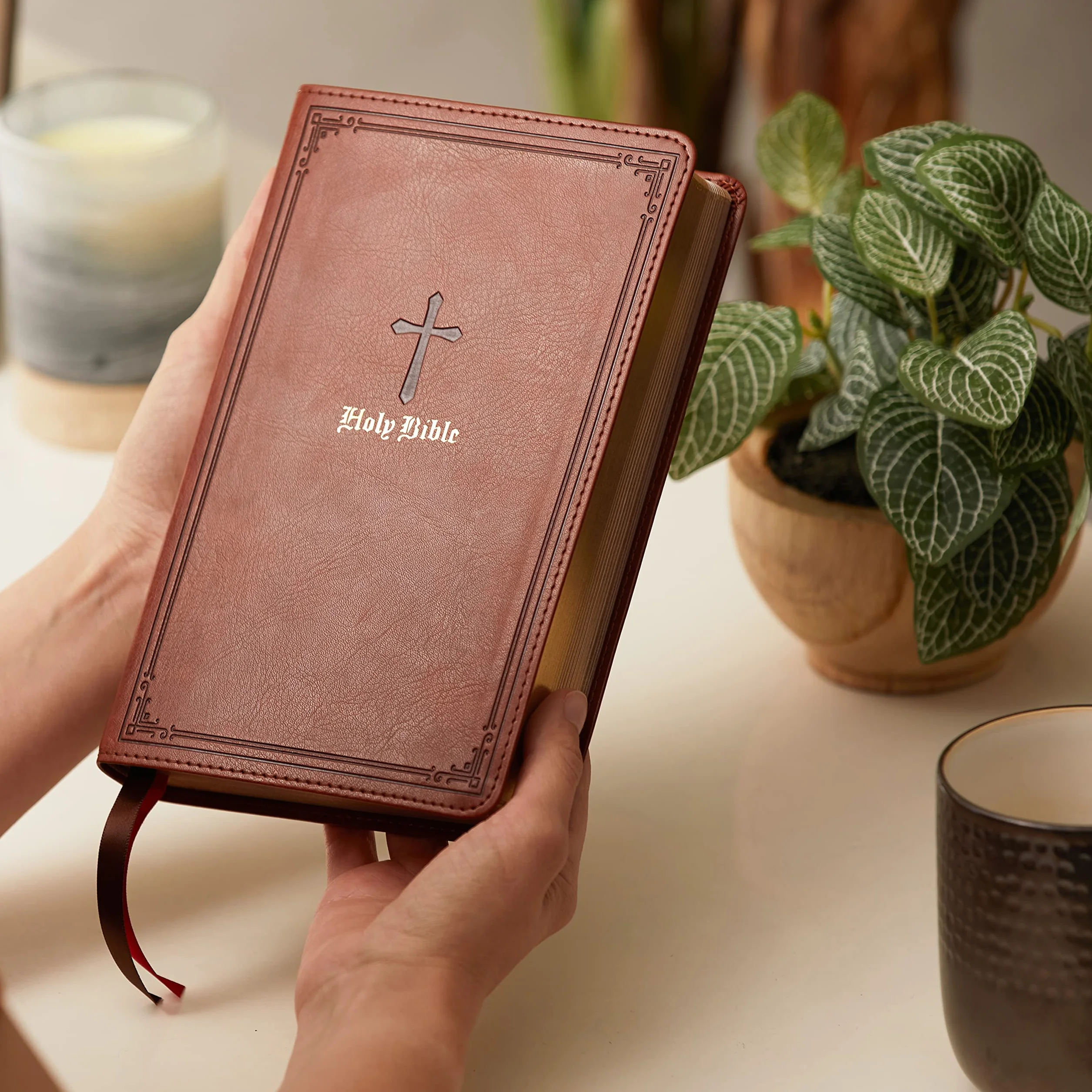 KJV Holy Bible: Large Print Single-Column with 43,000 End-Of-Verse Cross References, Brown Leathersoft, Personal Size, Red Letter, Comfort Print: King James Version: Holy Bible, King James Version