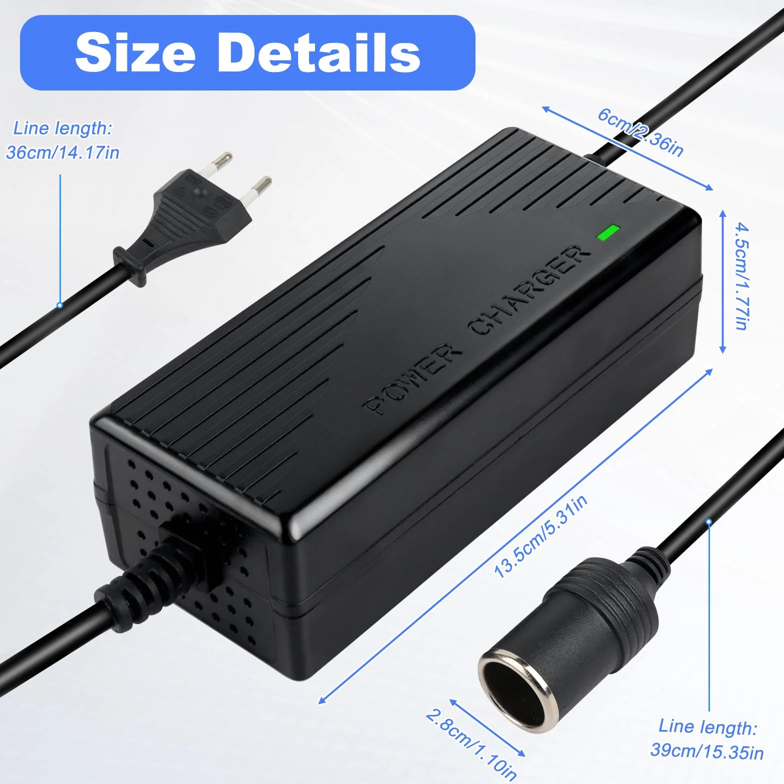 Przetwornica napięcia 220 V na 12 V adapter, 180 W, 15 A, przetwornica 12 V na 230 V, adapter sieciowy do odkurzaczy samochodowych, kompresorów, lodówki