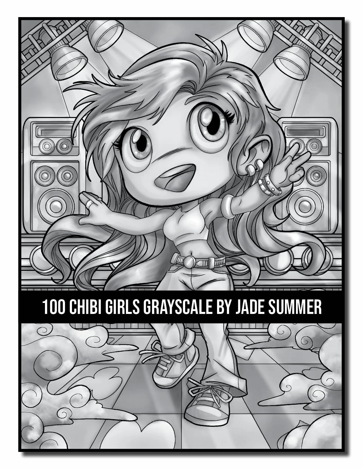 100 Chibi Girls Grayscale: An Adult Coloring Book Collection with Cute Girls, Fantasy, Horror, Christmas, and More!