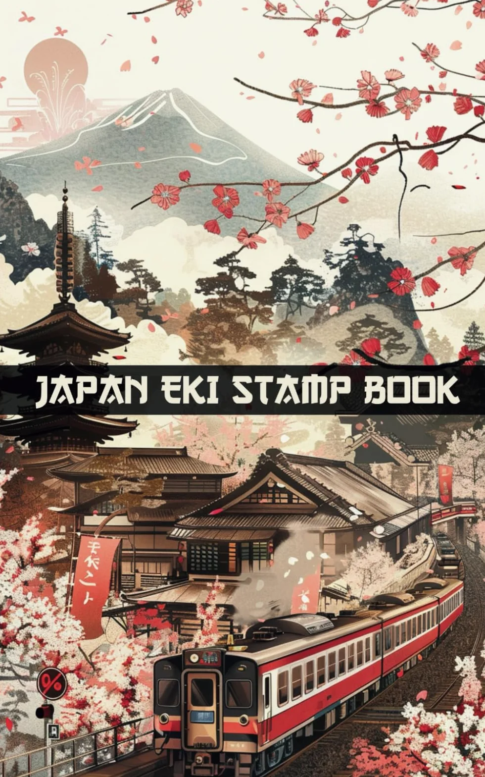 Japan Eki Stamp Book: Travel Journal for Collecting Japanese Railway Train Station Souvenir Stamps and other Unique Landmarks or Locations Write Down ... 100 Blank 5x8" Notebook Pages (Cover #5)