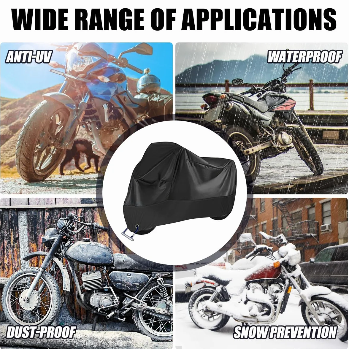 Pokrowiec ochronny na motocykl wodoodporny 210D Oxford 245x105x