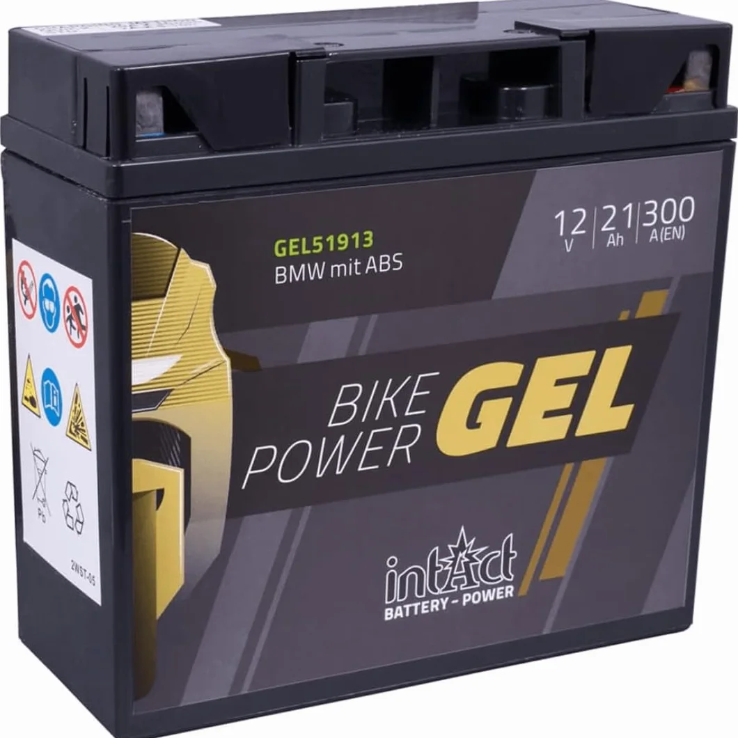 intAct Bike-Power GEL51913, 12V 21 Ah, 300 A (EN), wysokiej jakości akumulator motocyklowy GEL o 30% większej mocy rozruchowej, bezobsługowy akumulator GEL