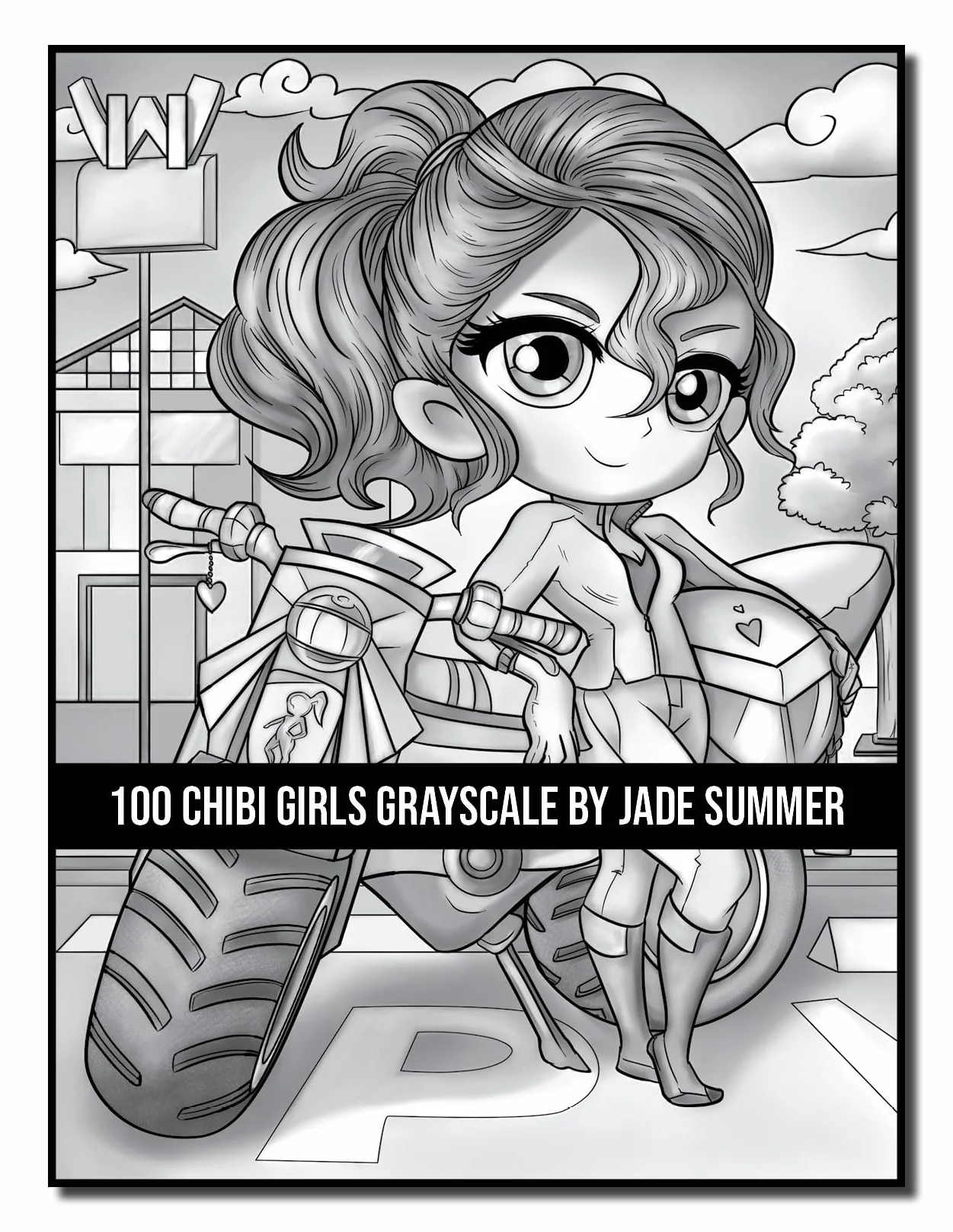 100 Chibi Girls Grayscale: An Adult Coloring Book Collection with Cute Girls, Fantasy, Horror, Christmas, and More!