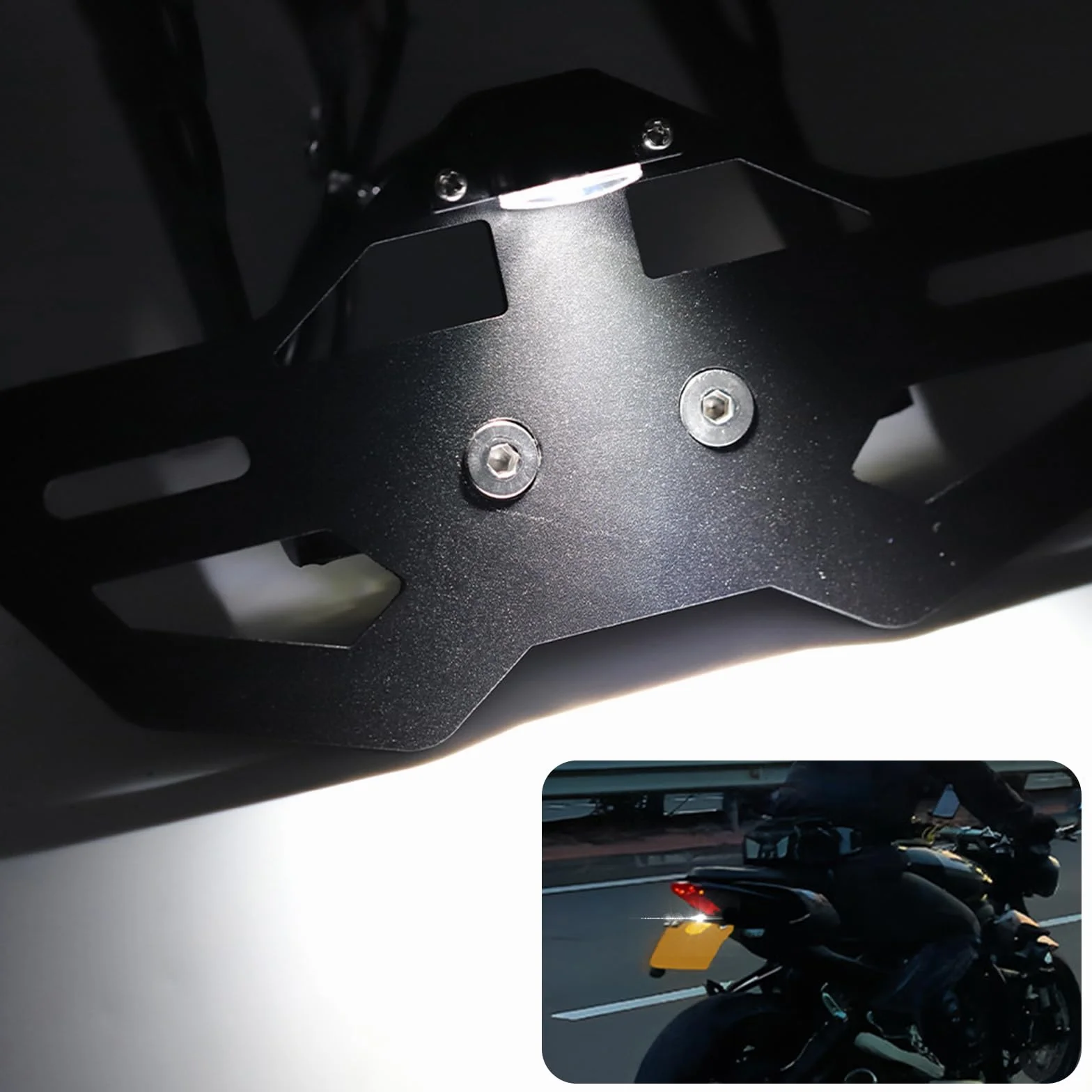 Kompatybilny z Yamaha YZF R7 FZ07 MT-07 2014-2023 Motocykl Tylny Fender Eliminator Motocykl License Plate Wspornik ze światłem LED, metalowy uchwyt na płytę Ogon Tidy Modified Accessories