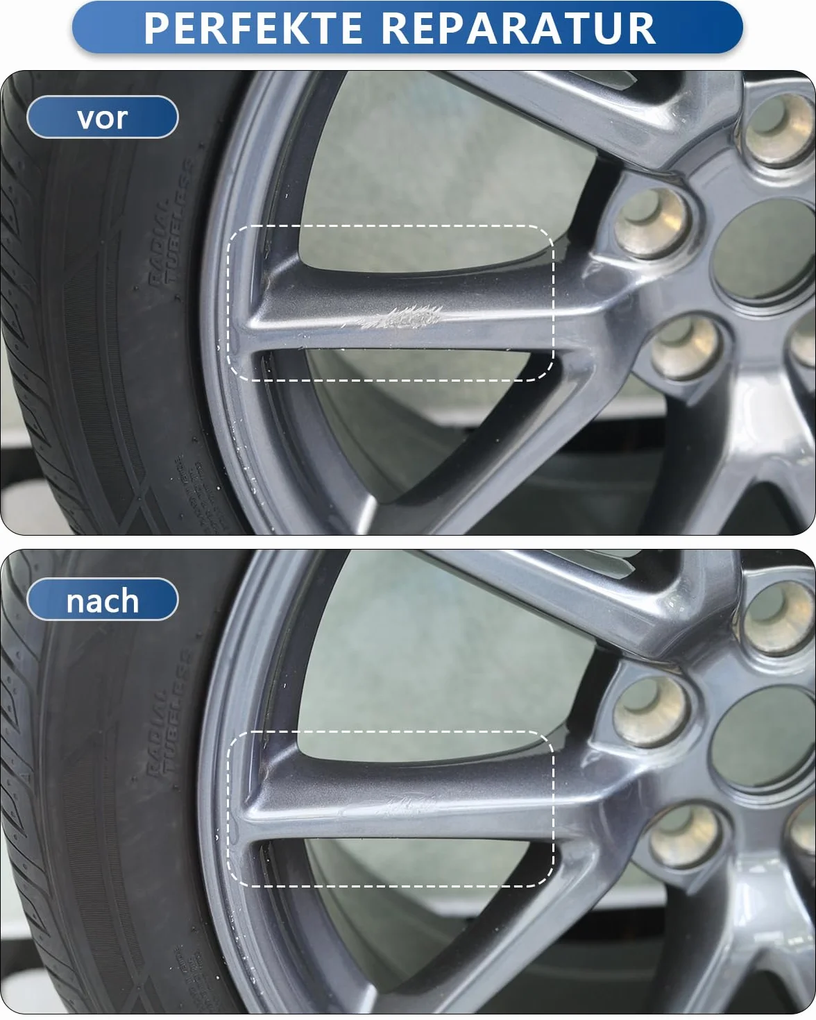 Tesla pisak do lakieru do 2024 Model 3 Highland - DIY naprawa uszkodzeń krawężnikowych z dopasowaną farbą Touch Up w kolorze Incognito Grey (pasuje do 20'' koła Performance Wrap)