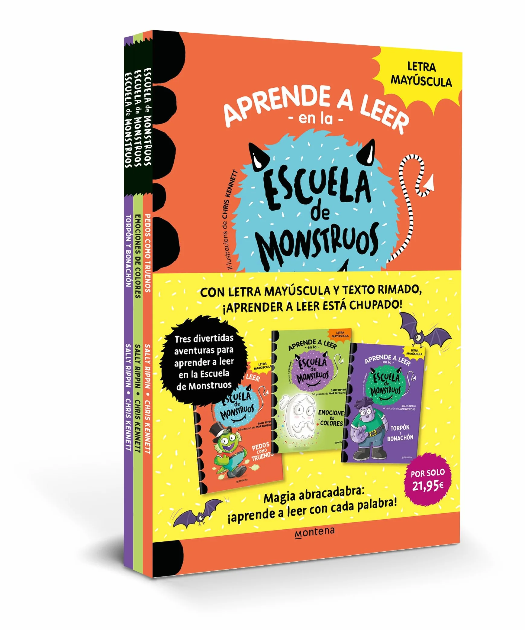 Aprender a leer en la Escuela de Monstruos - Pack con los libros 7, 8 y 9: En letra MAYÚSCULA (libros para niños a partir de 5 años)